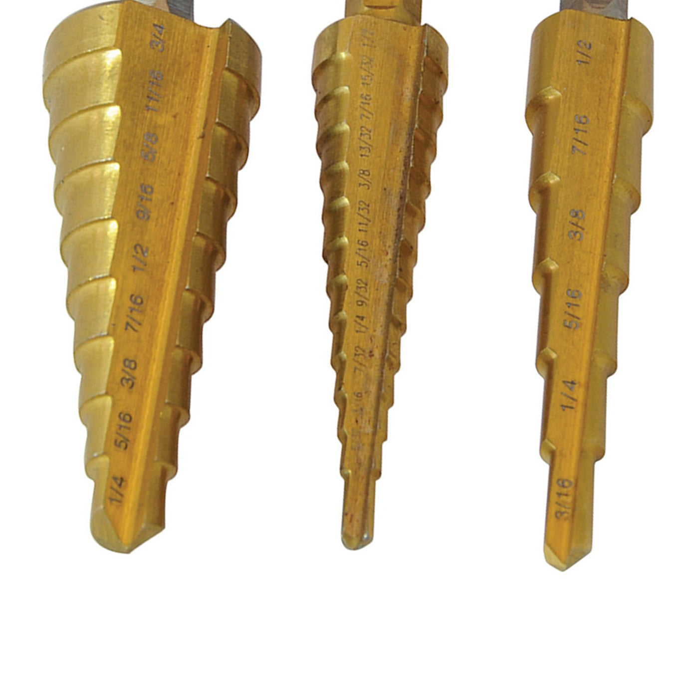 3Pce Titanium-Coated Hss Step Drill Bits Set - DIY Tools With Storage Wallet