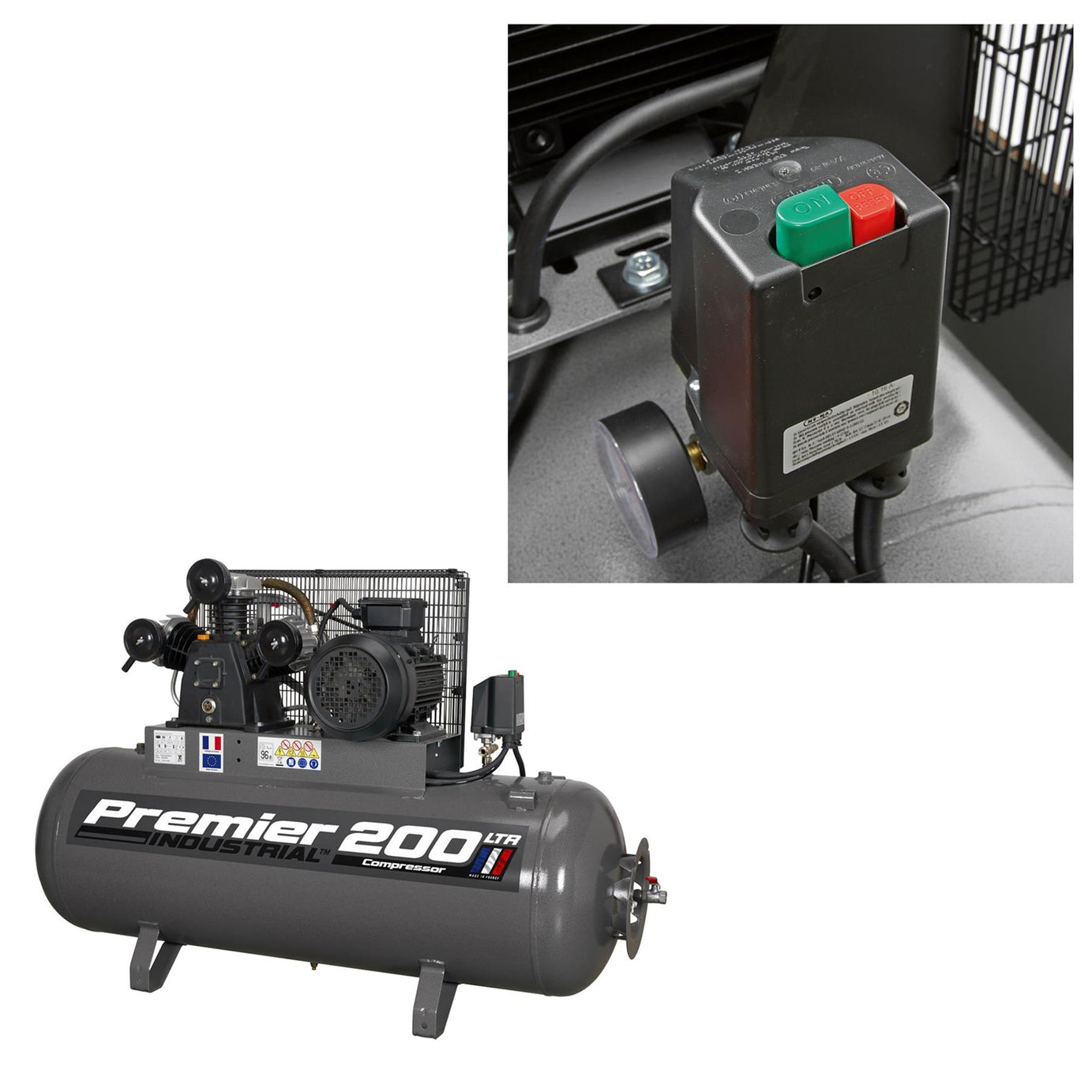 Sealey Compressor 200L Belt Drive 5.5hp 3ph Triple cylinder pump
