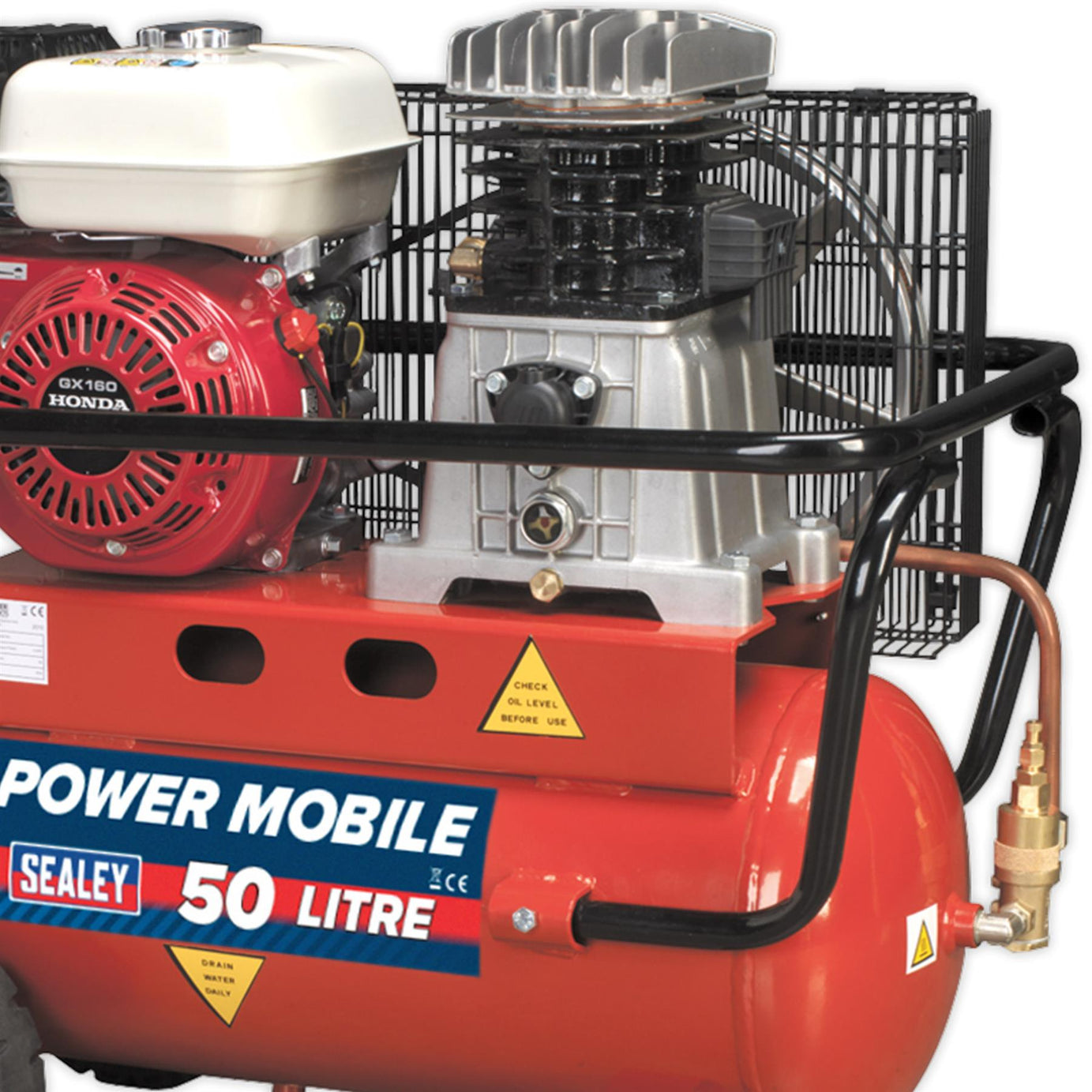 Sealey Compressor 50L Belt Drive Petrol Engine 5.5hp