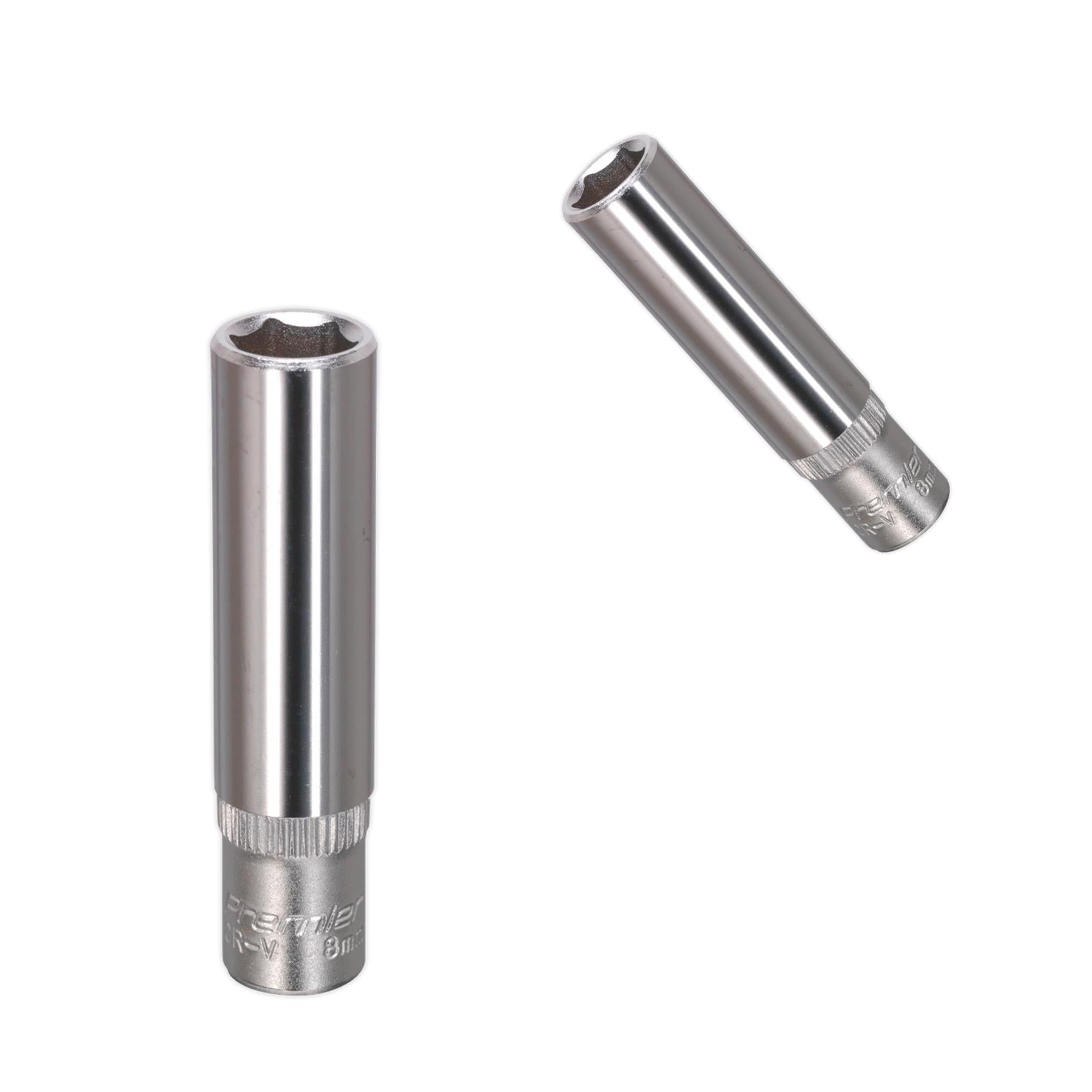 Sealey WallDrive Socket 8mm Deep 1/4"Sq Drive Chrome Vanadium Steel