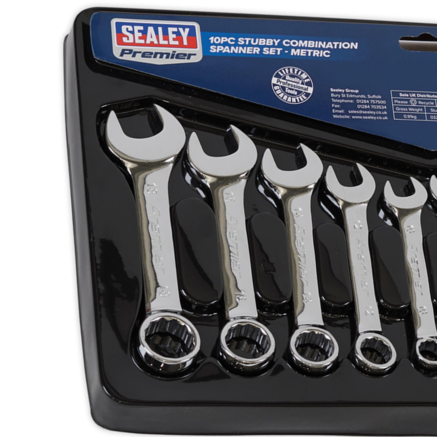 Sealey Combination Spanner Set 10pc Stubby Metric