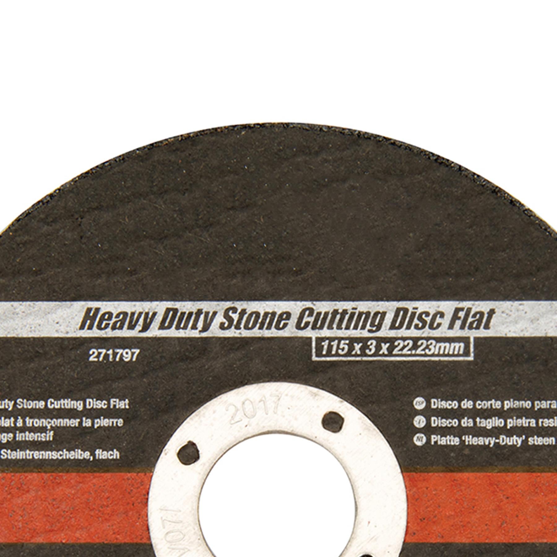 Heavy Duty Stone Cutting Disc Flat 115 X 3 X 22.23mm Quality Fibreglass Mesh