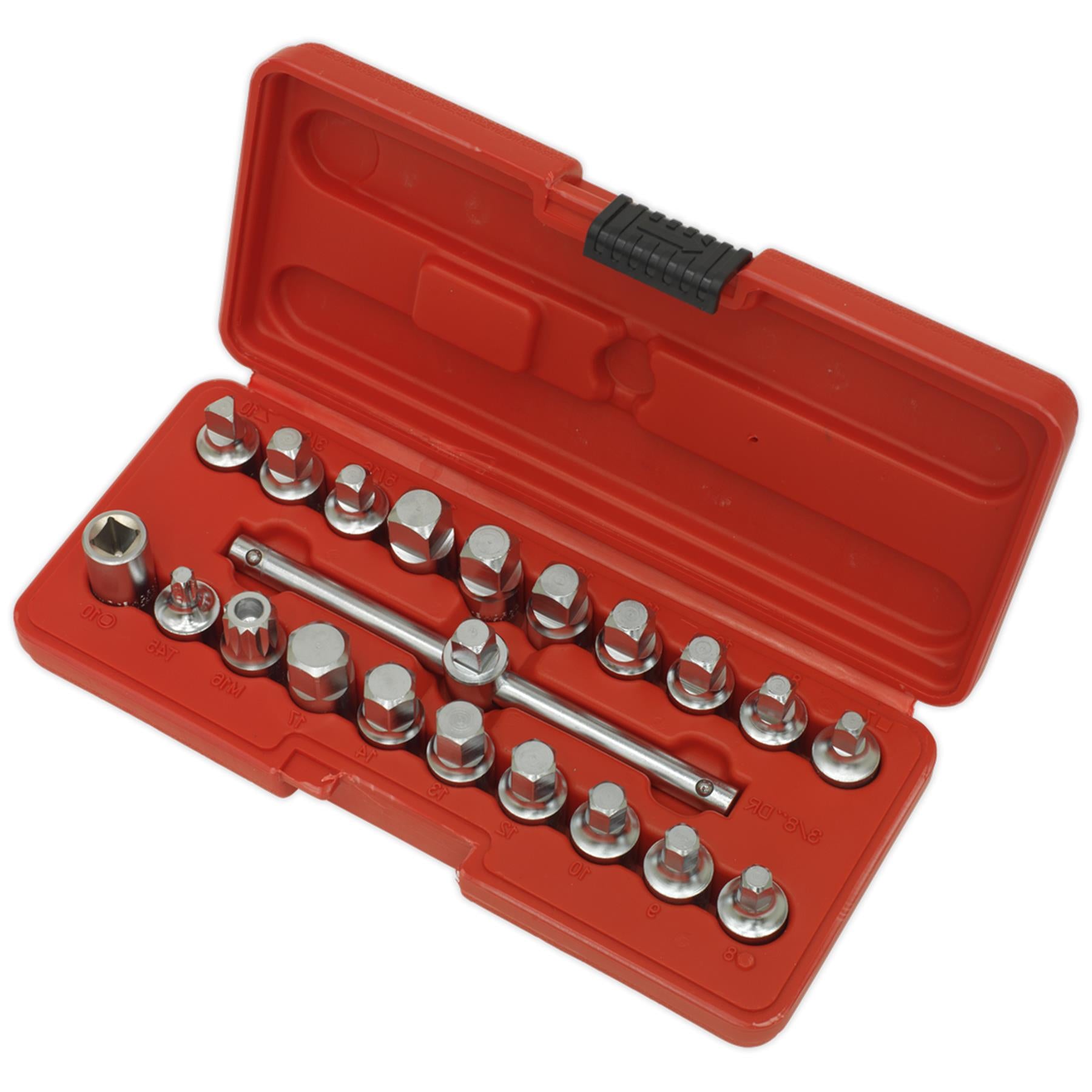 Sealey Oil Drain Plug Key Set 21pc 3/8"Sq Drive