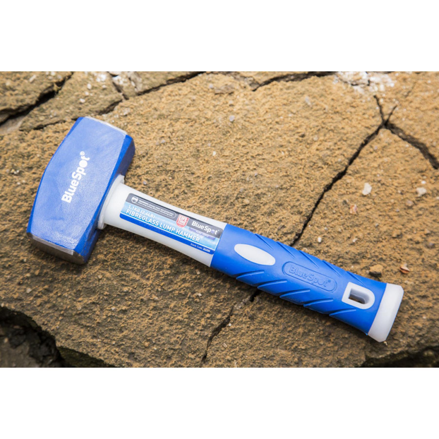 BlueSpot 2.4lbs Fibreglass Handle Hardened Steel Lump Hammer Club 1.1kg