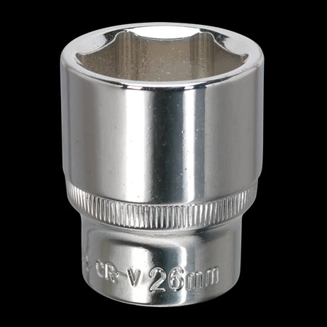 Sealey WallDrive� Socket 26mm 1/2"Sq Drive Fully Polished