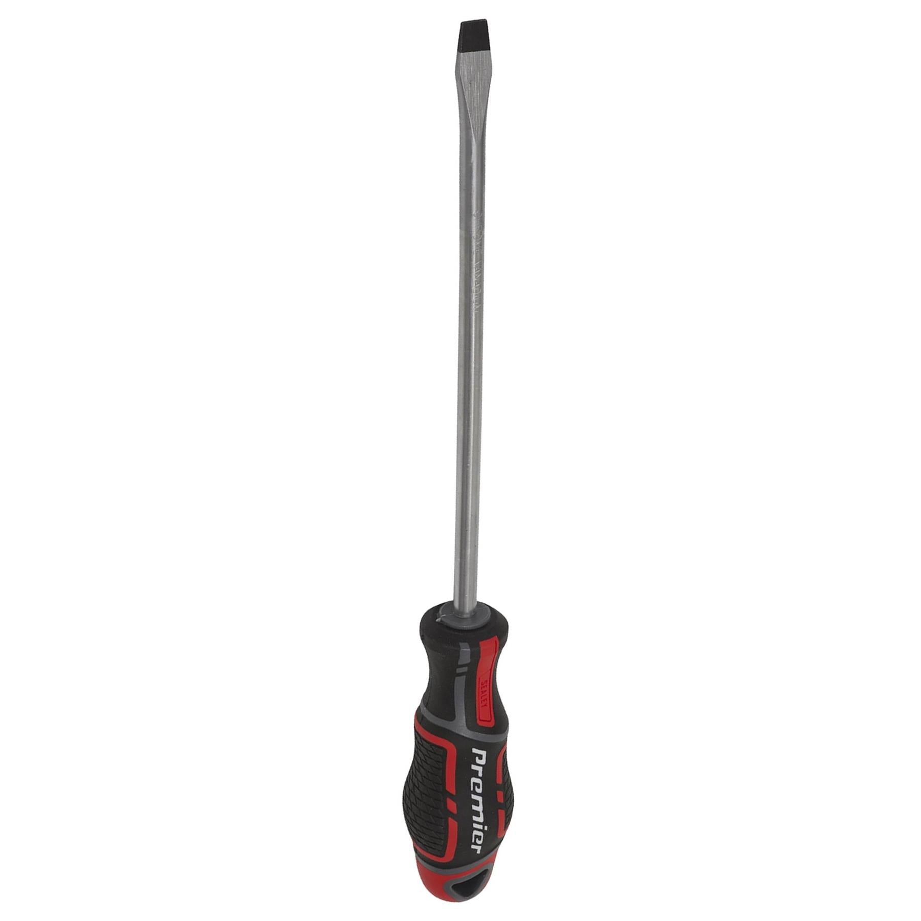Sealey Screwdriver Slotted 8 x 200mm Flat Soft Grip Handle Magnetic GripMAX