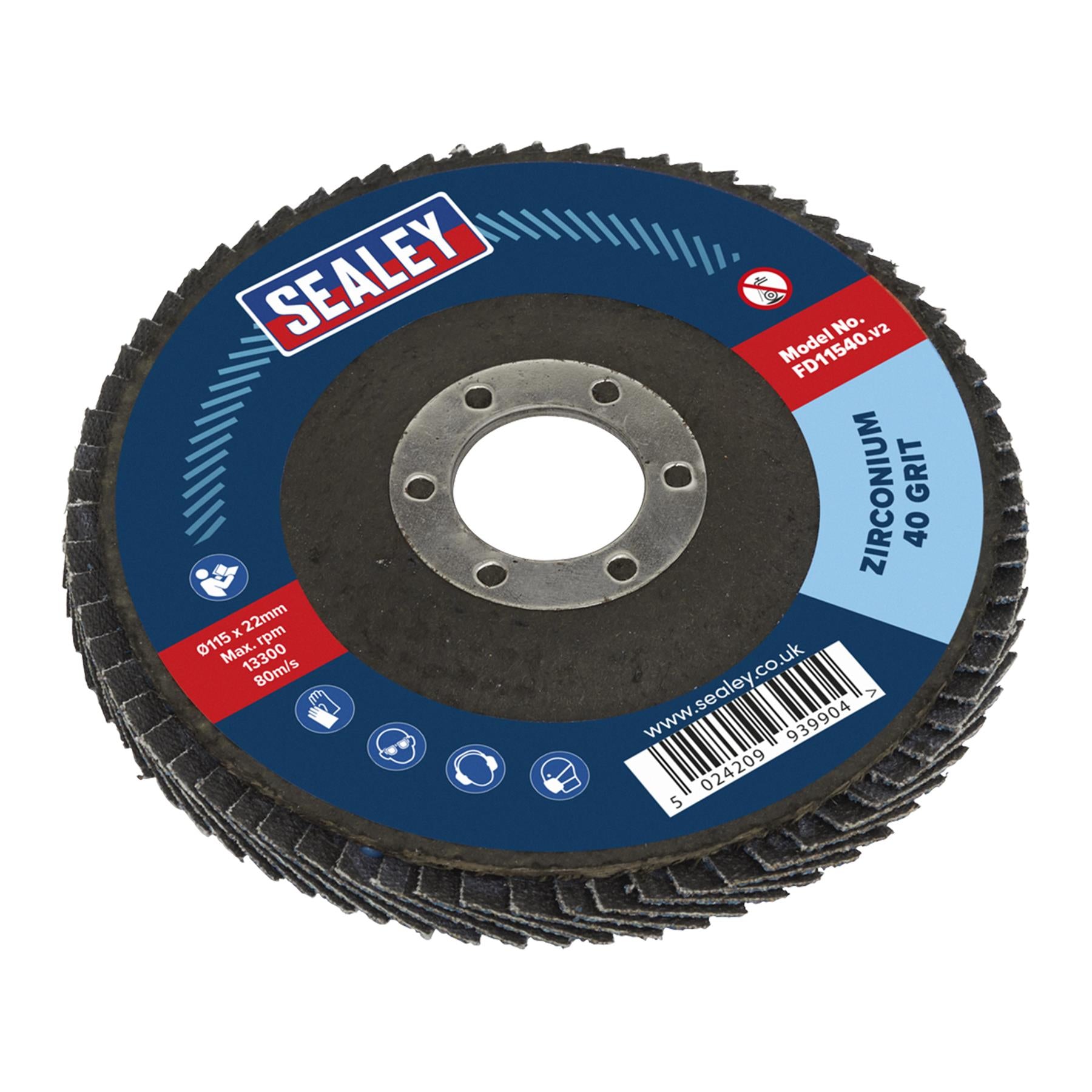 Sealey Flap Disc Zirconium �115mm 22mm Bore 40Grit