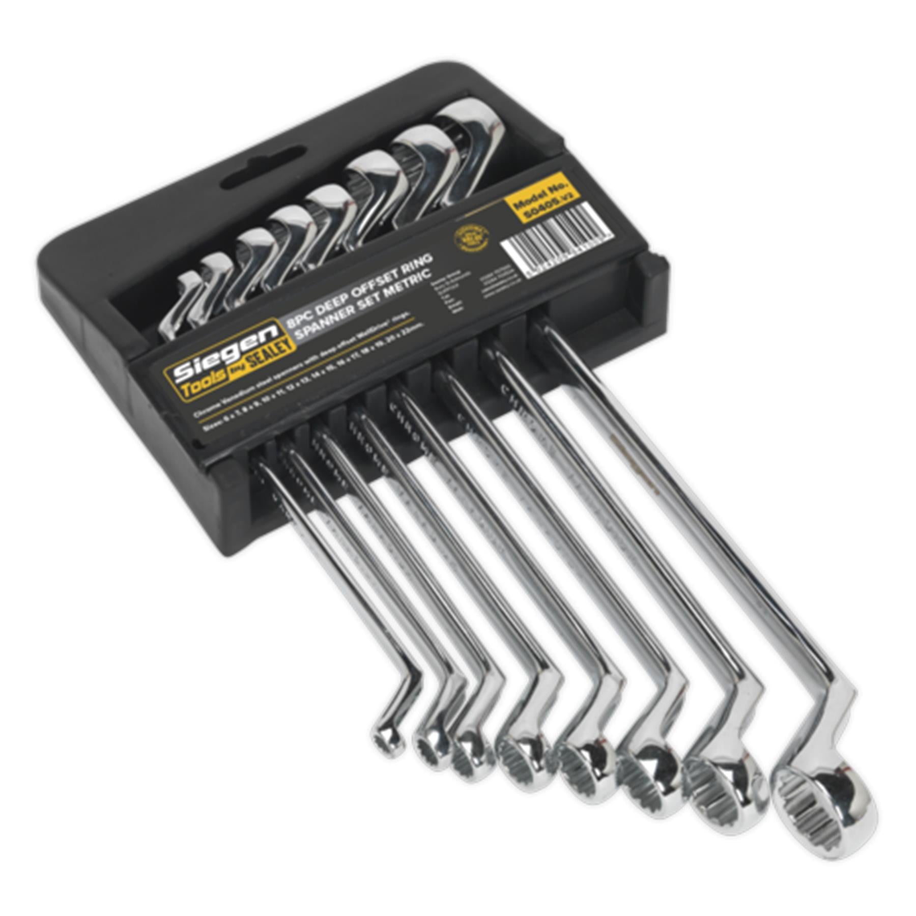 Sealey Deep Offset Ring Spanner Set 8pc Metric