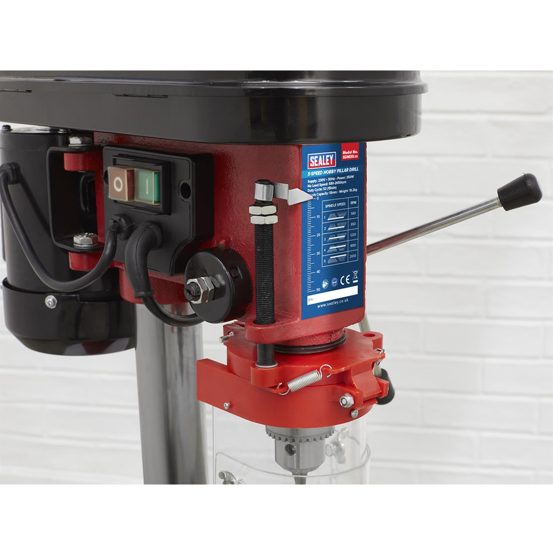 Sealey Pillar Drill 5-Speed Hobby Model 580mm Height 350W/230V