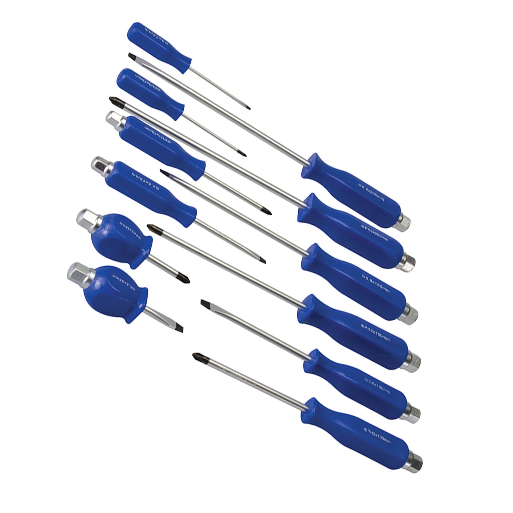 12Pce Engineers Screwdriver Set Chrome Vanadium Steel Blades Magnetic Tips