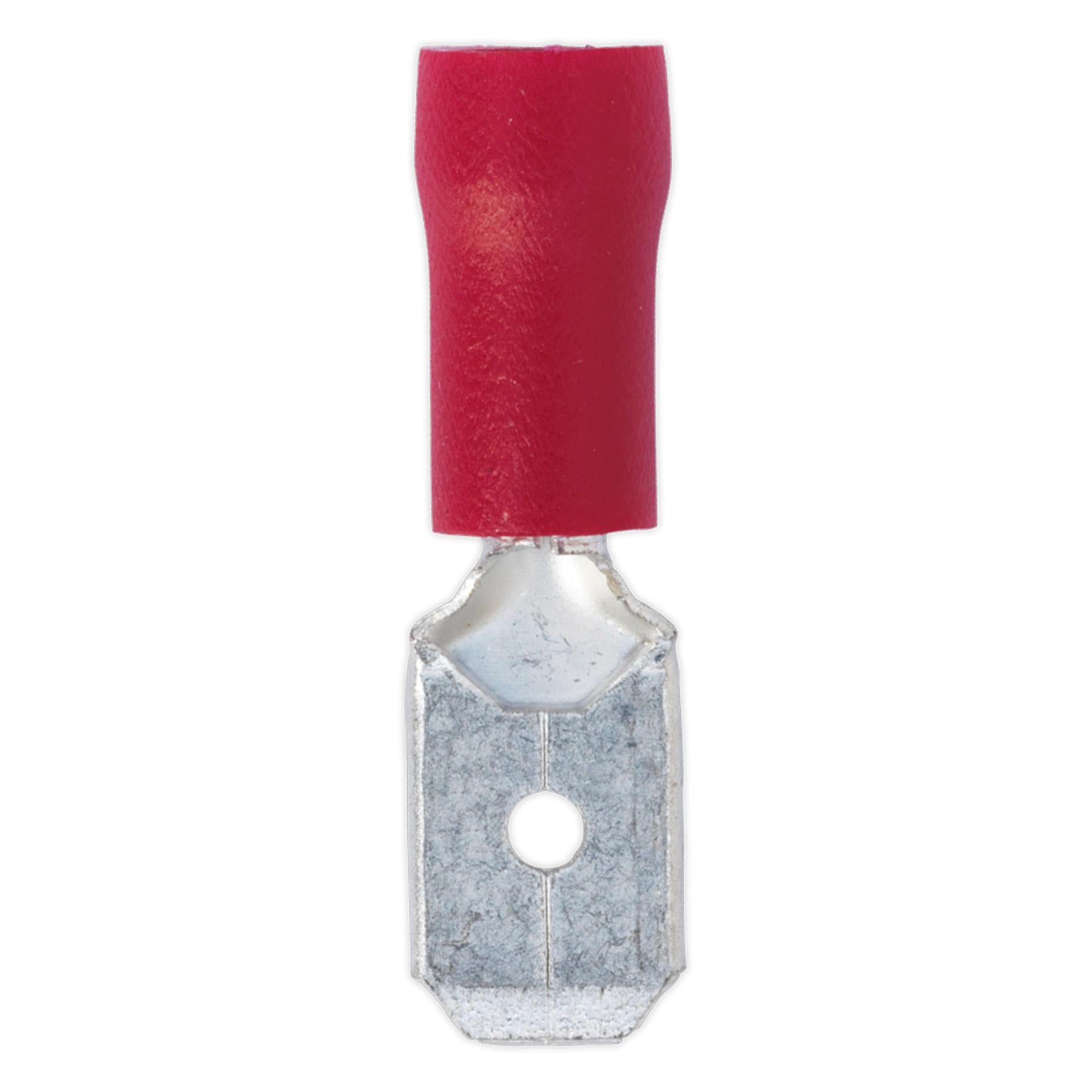 Sealey Push-On Terminal 6.3mm Male Red Pack of 100