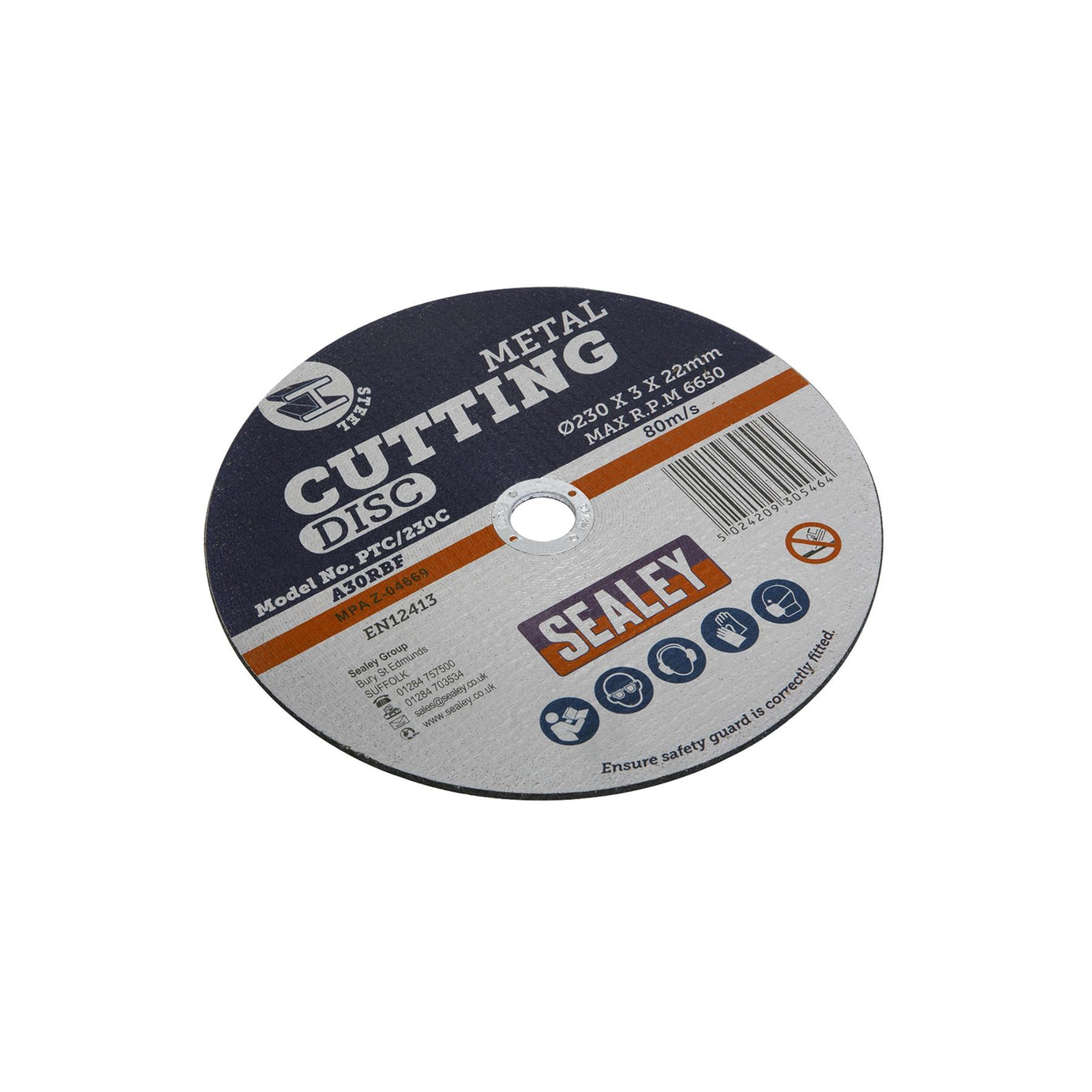 Cutting Disc 230 x 3mm 22mm. Bore Multi Purpose Cutting Discs PTC. Sealey