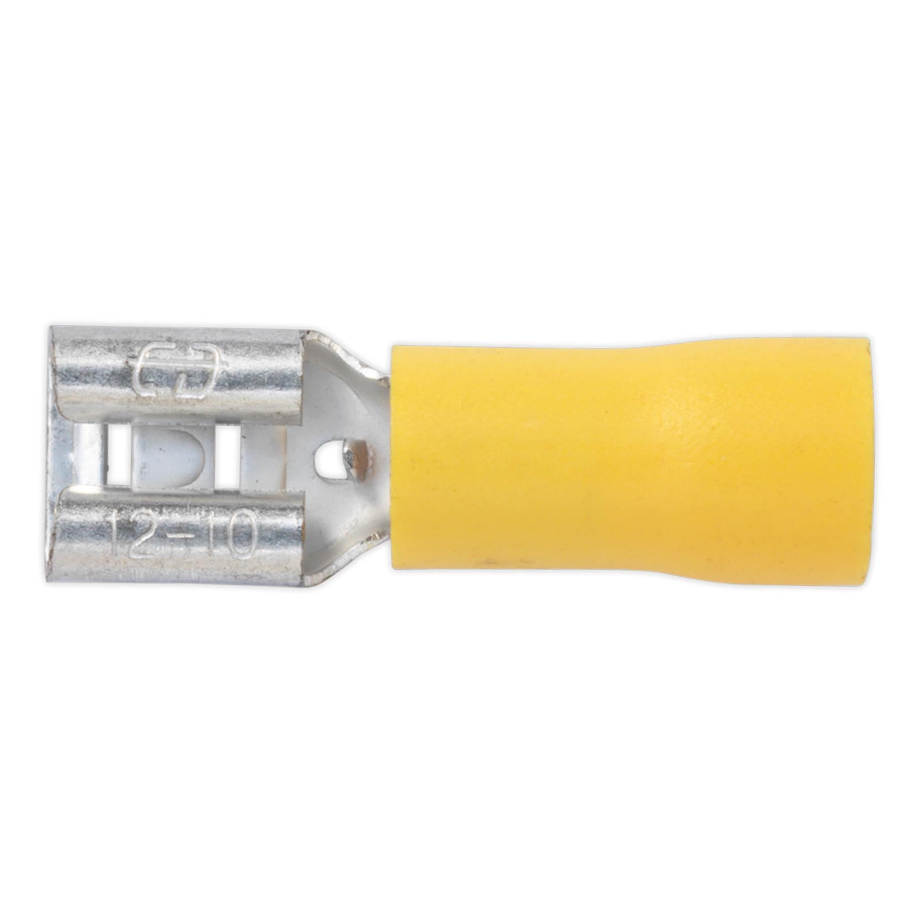 Sealey Push-On Terminal 6.3mm Female Yellow Pack of 100