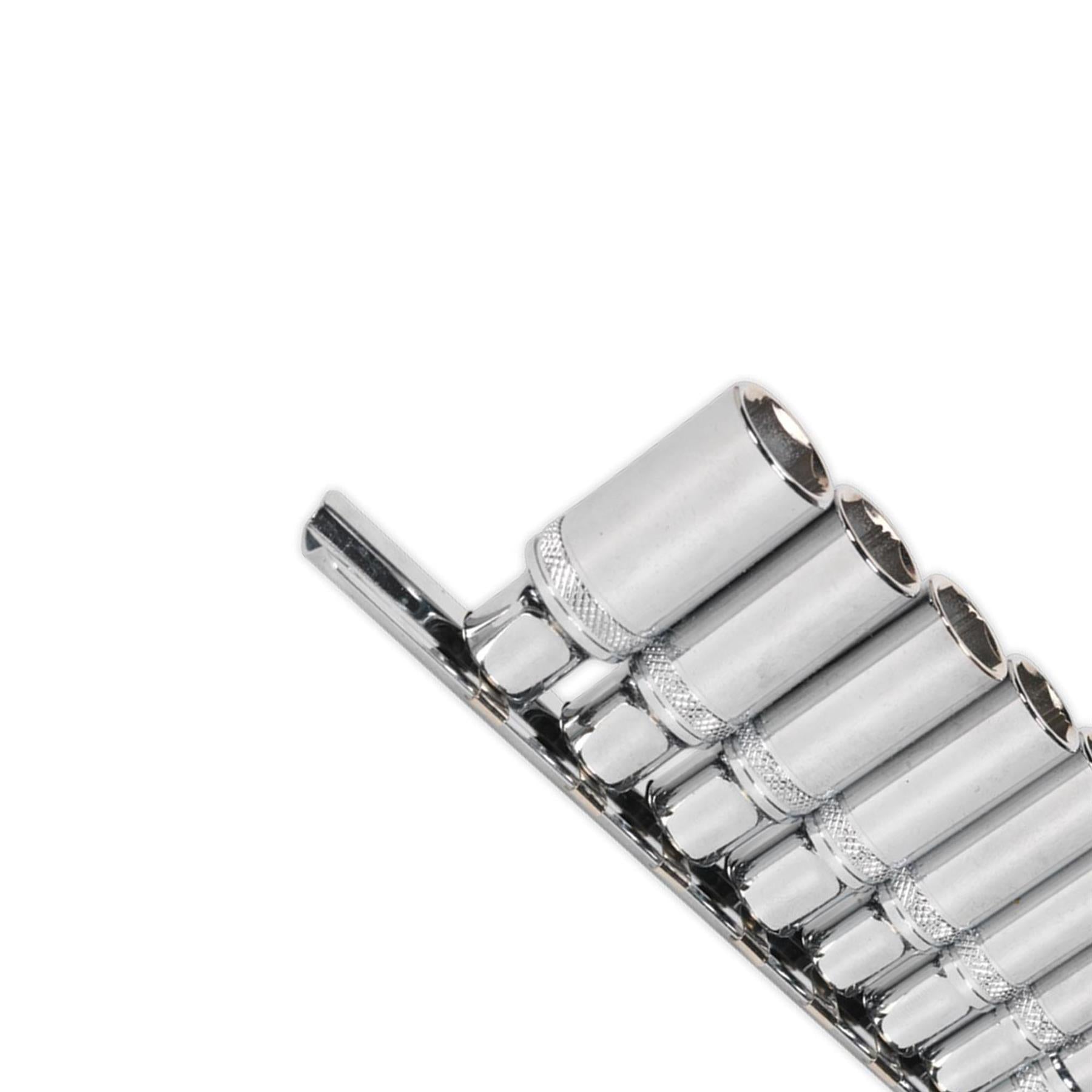 Sealey Deep Lock-On Socket Set 1/4" Sq Drive 13pc 4 -14mm 6pt Metric Long Reach