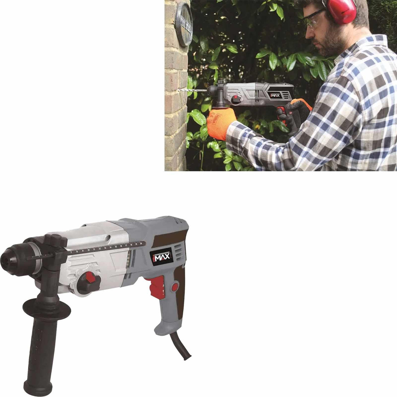 850W SDS Plus Rotary Hammer Drill 3 Function Mode 230V