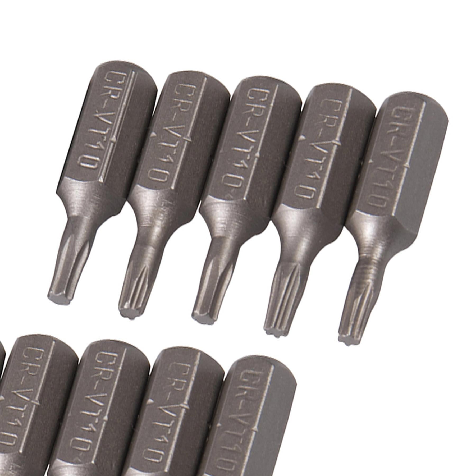 10Pk Torx CRV Screwdriver Bits T10 Chrome Vanadium 1/4" Hex Drive Drive DIY
