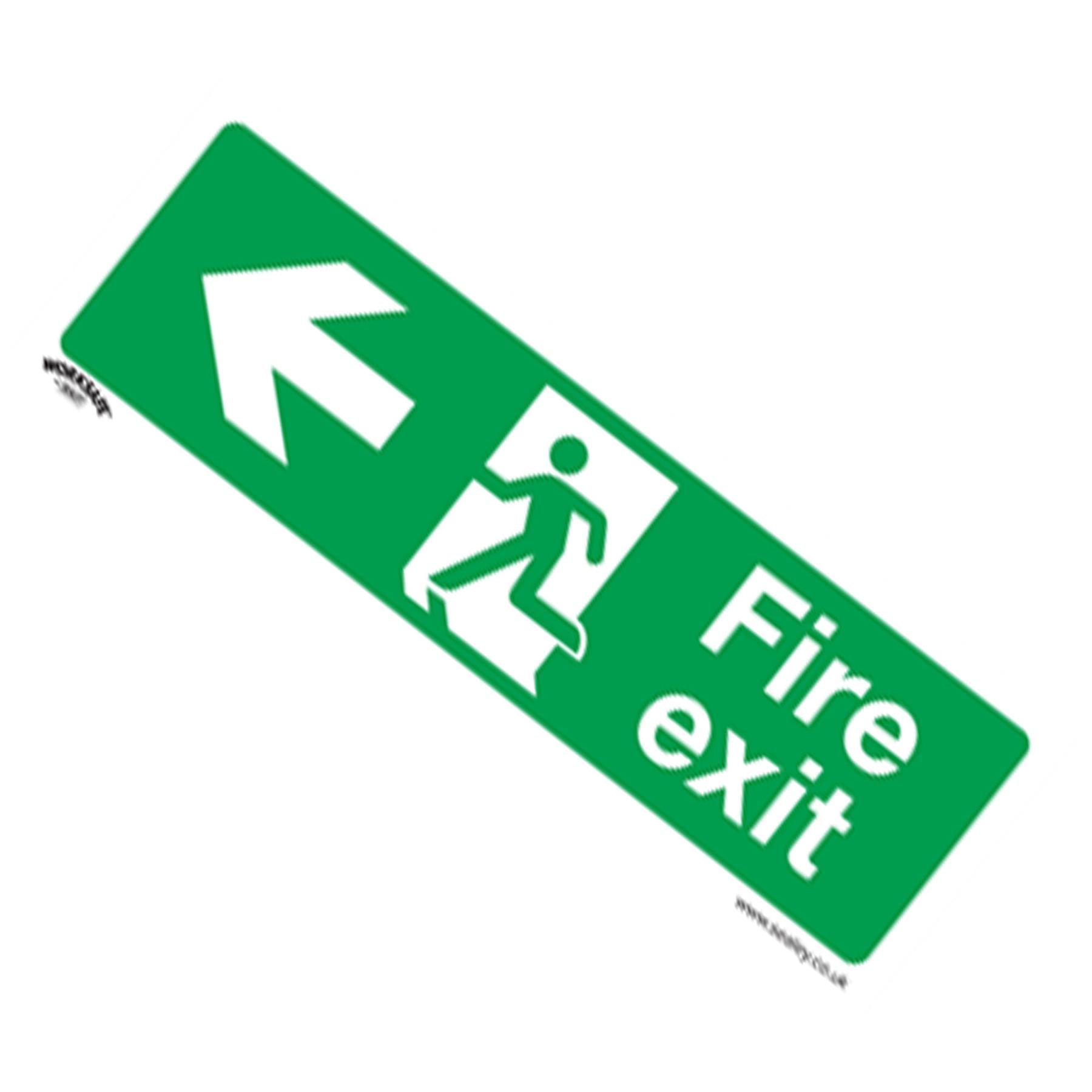 Safety Sign - Fire Exit (Left) - Rigid Plastic - Pack of 10. Sealey