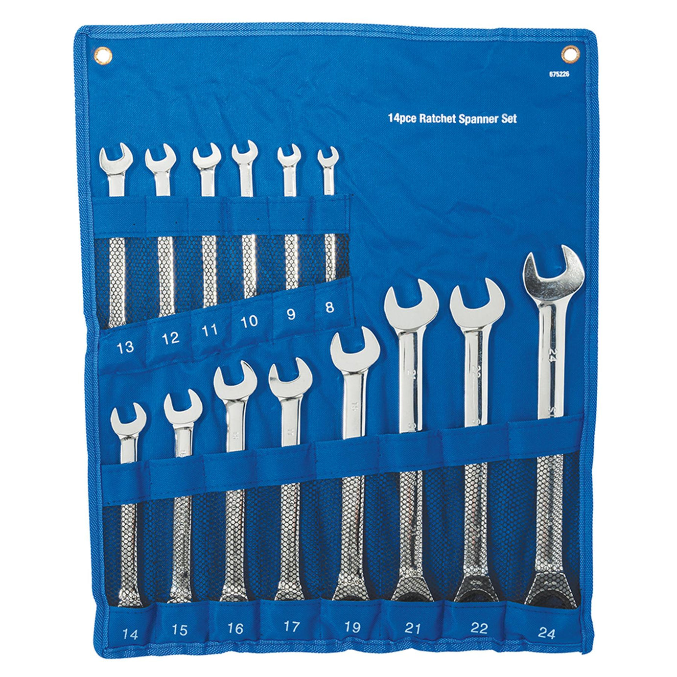 14Pce Fixed Head Ratchet Spanner Set 8mm - 24mm Polished 40Cr Alloy Steel