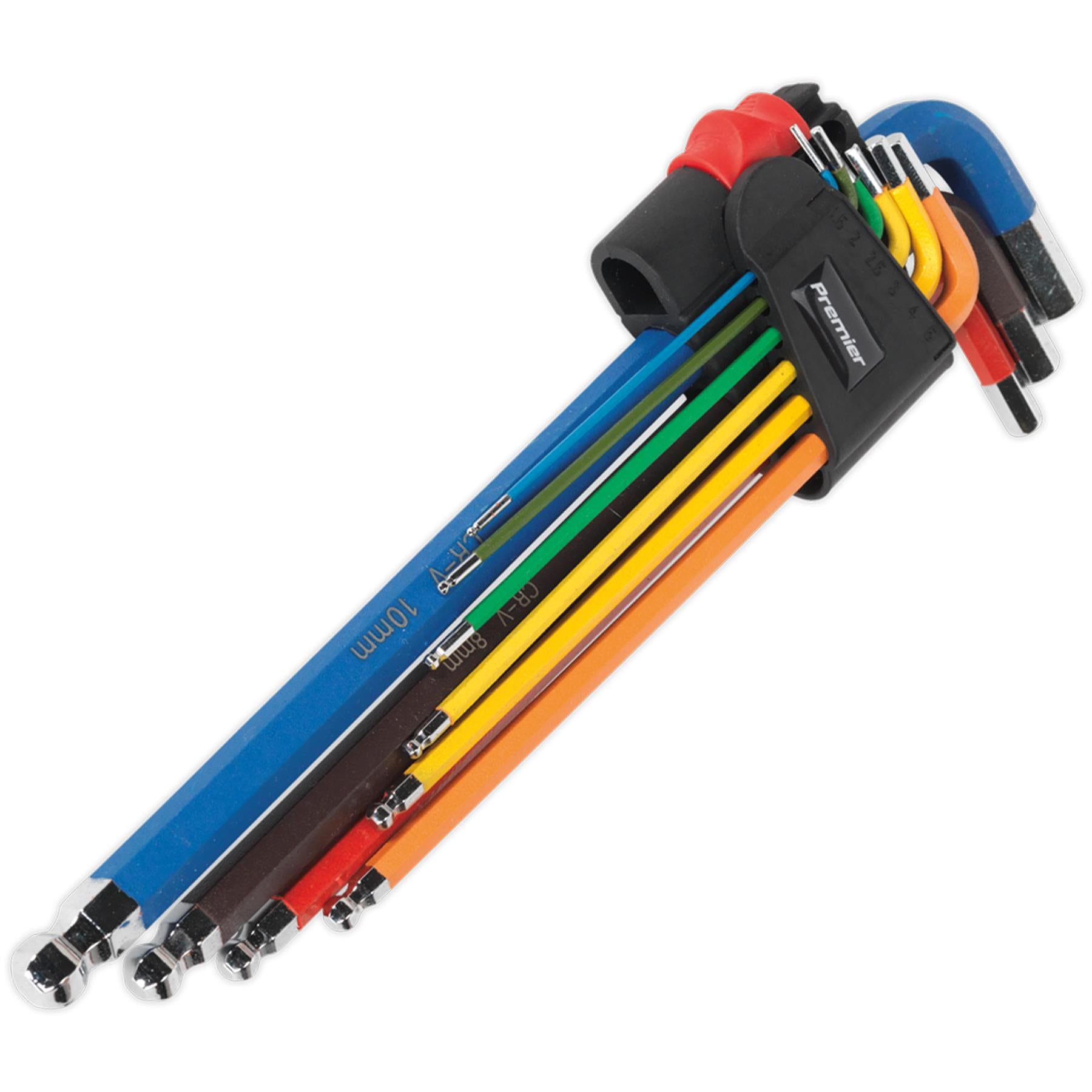 Sealey Ball-End Hex Key Set 9pc Colour-Coded Extra-Long Metric