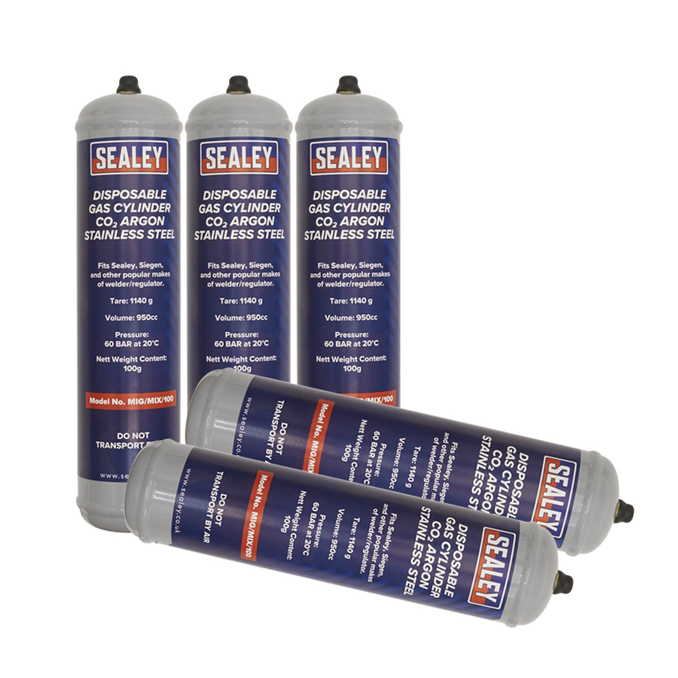 Sealey Gas Cylinder Disposable Carbon Dioxide/Argon 100g - Box of 12
