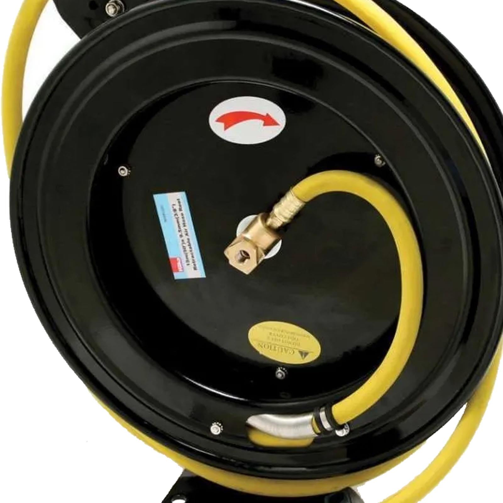 Heavy Duty 15m Air Hose Reel 15m x 9.5mm Wall Ceiling Floor Mounted Bracket Rectractable Hose