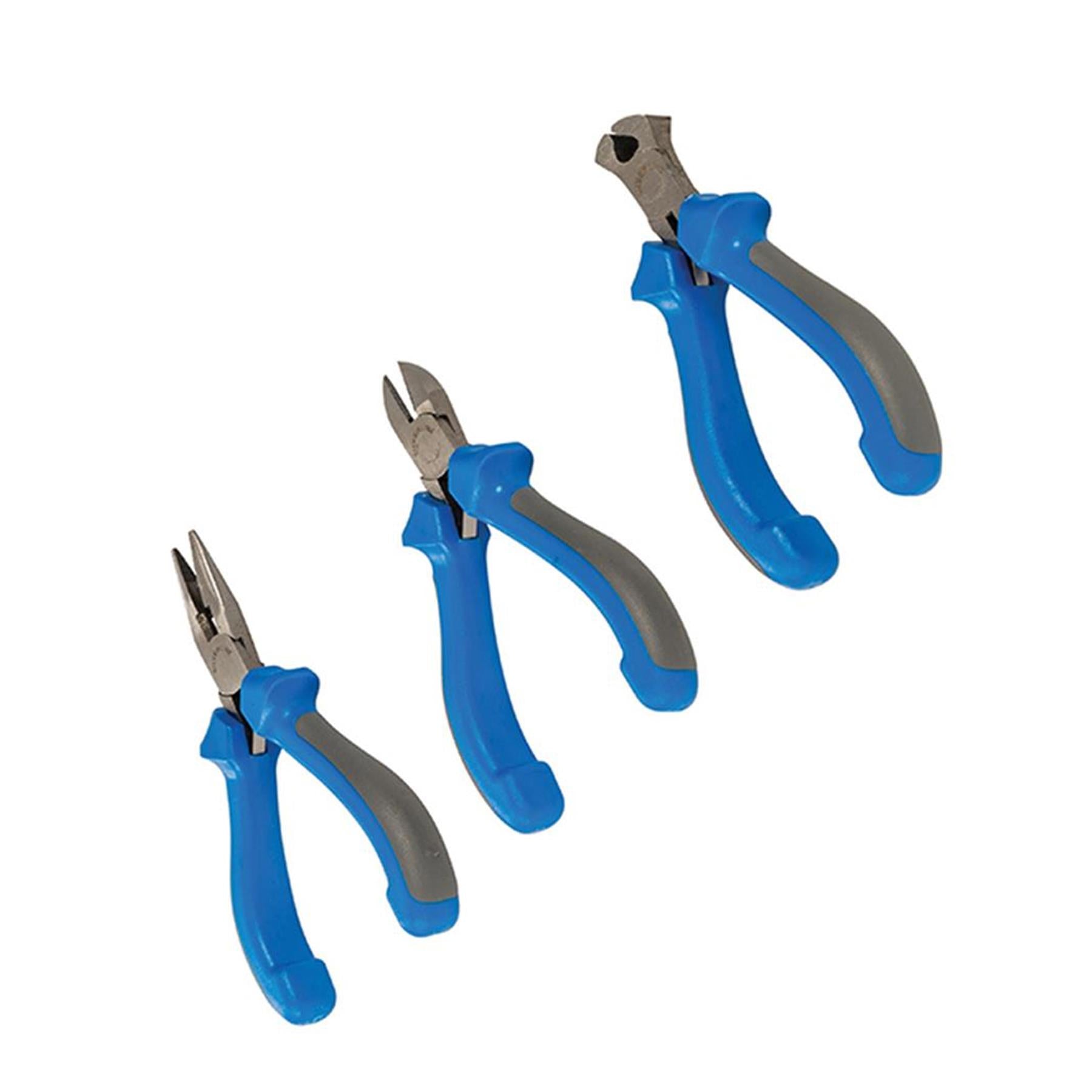 Mini Pliers Set Long, Flat & Bent Nose, Side/End Cutters, Combination 6pc Set