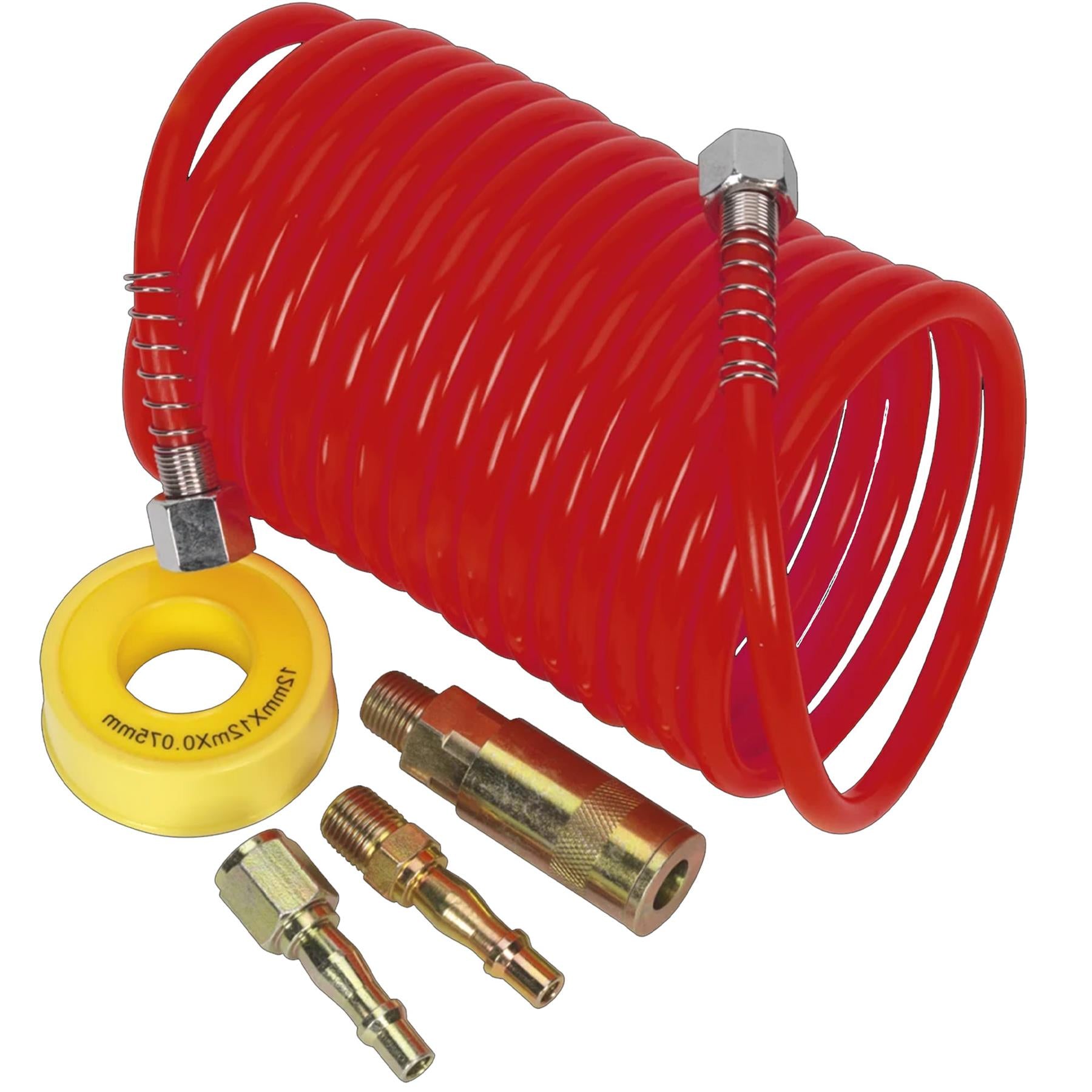 Sealey Air Hose Kit 5m x 5mm PU Coiled with Connectors