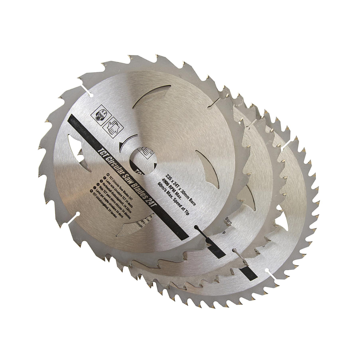 TCT Circular Saw Blades 24 40 48T 3Pk 235 x 30-25 16mm Rings Hardwood Softwood Chipboards Cutting