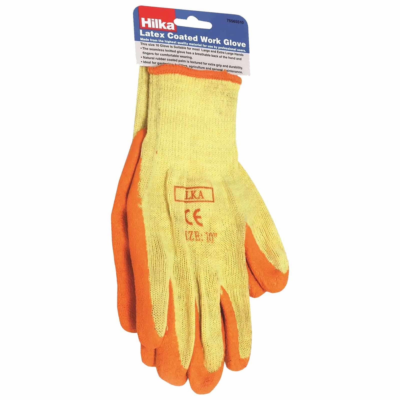 Orange Latex Coated Work Gloves