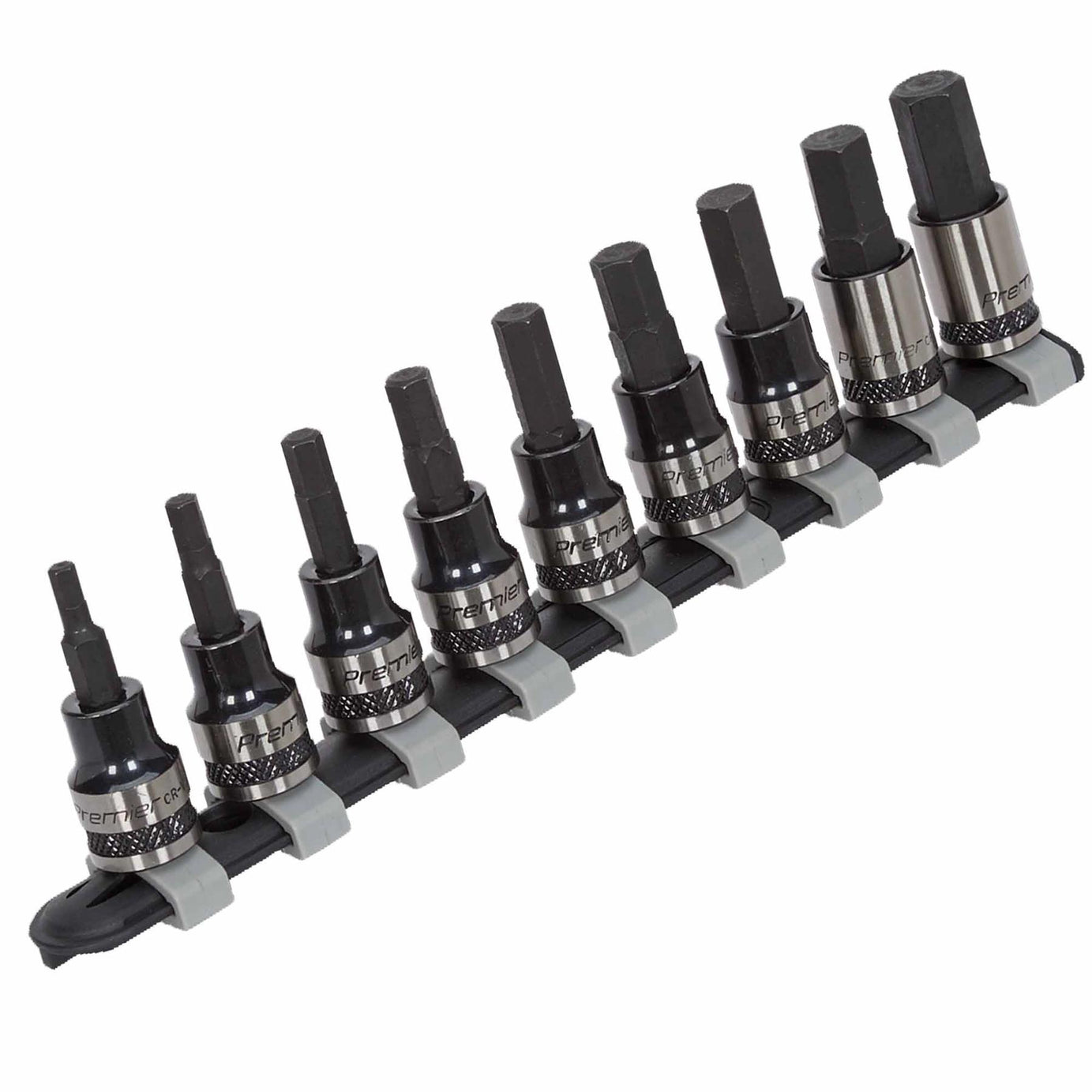 Sealey Hex Key Socket Bit Set 9pc 3/8"Sq Drive Metric Black