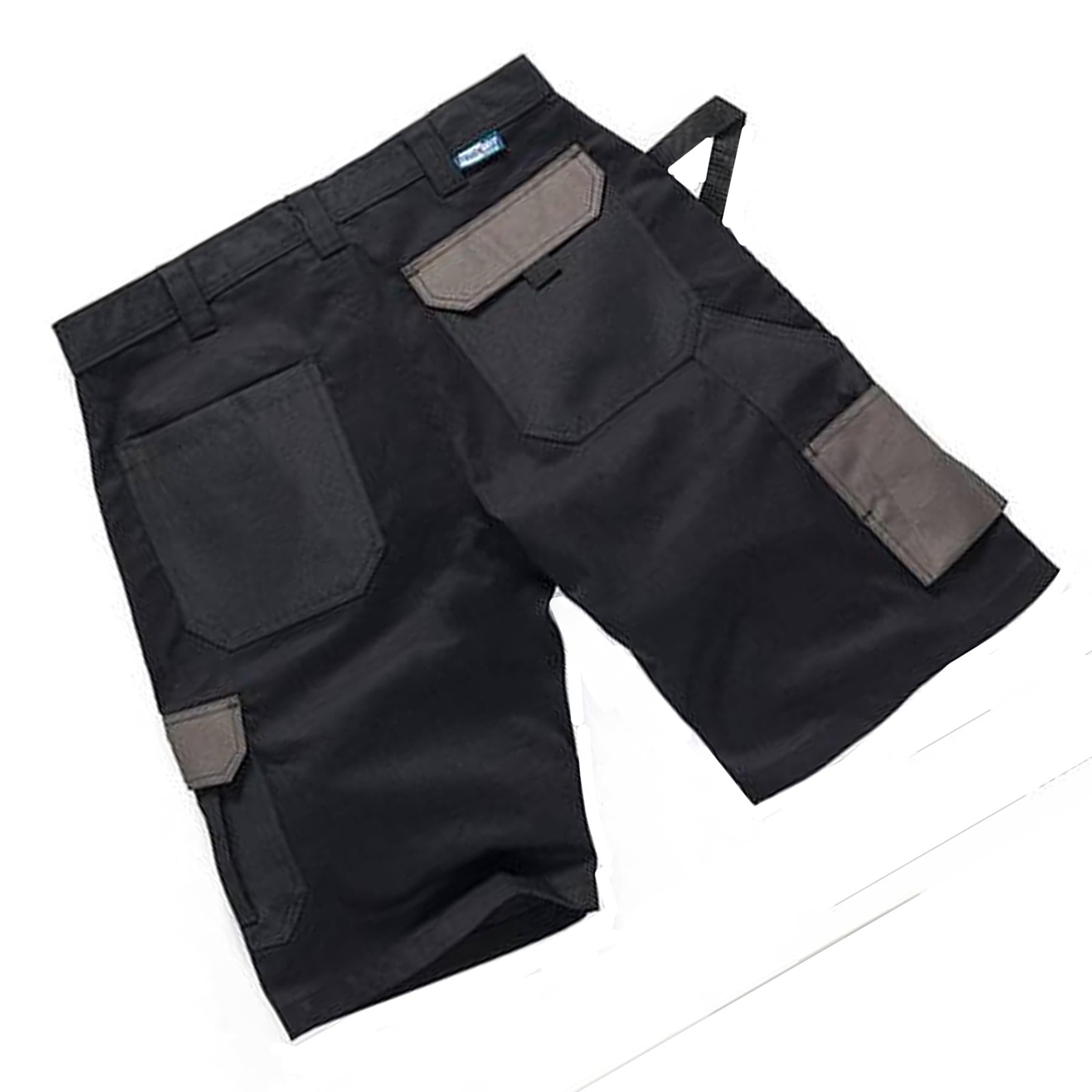 Tough Grit Work Shorts Trade Flex Lightweight Slim Fit Black 38"W