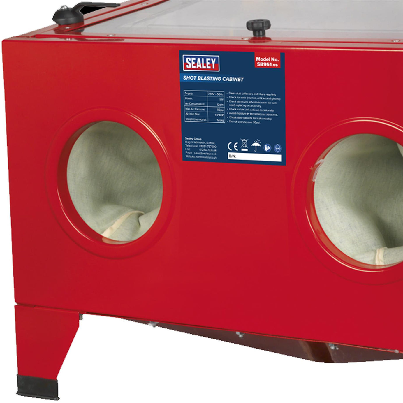 Sealey Tools SB951 Shot Sand Blast Shotblast Cabinet with Gun 640 x 490 x 490mm