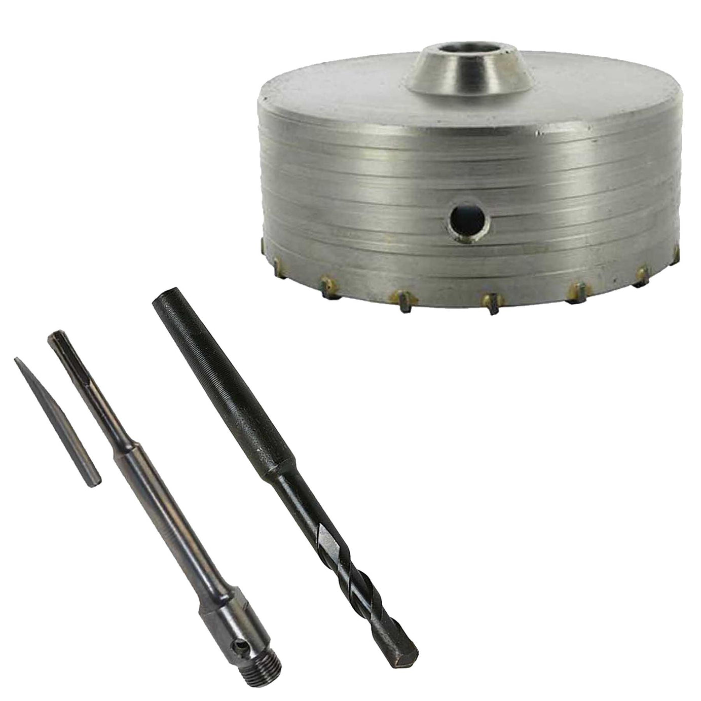 TCT Core Drill Bit 150mm Hole Saw Masonry Stone Brick SDS Plus 200mm Shaft Pilot