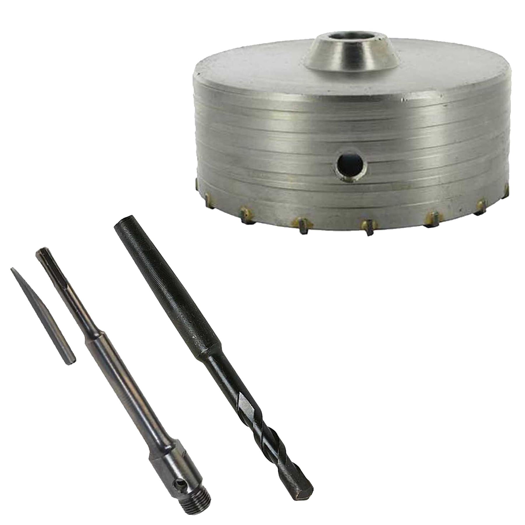 TCT Core Drill Bit 150mm Hole Saw Masonry Stone Brick SDS Plus 200mm Shaft Pilot