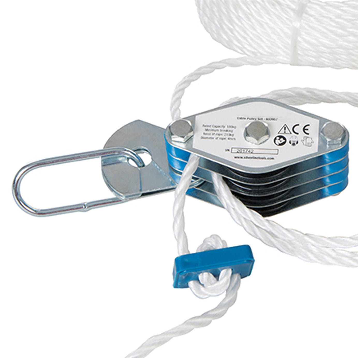 Cable Pulley Set 180Kg Lifting Cargo 19.8M Cord Workshop Zinc Plated Quality
