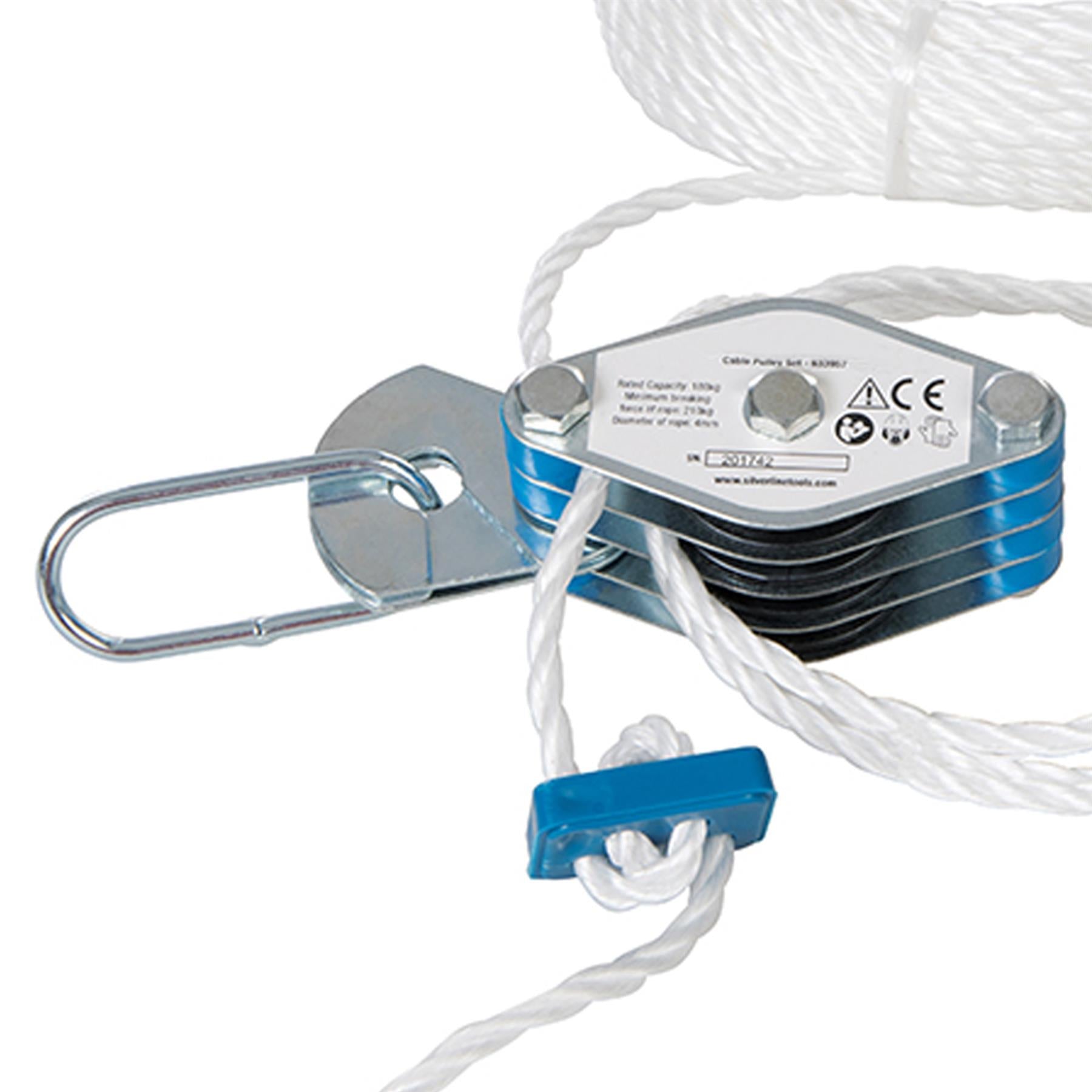 Cable Pulley Set 180Kg Lifting Cargo 19.8M Cord Workshop Zinc Plated Quality