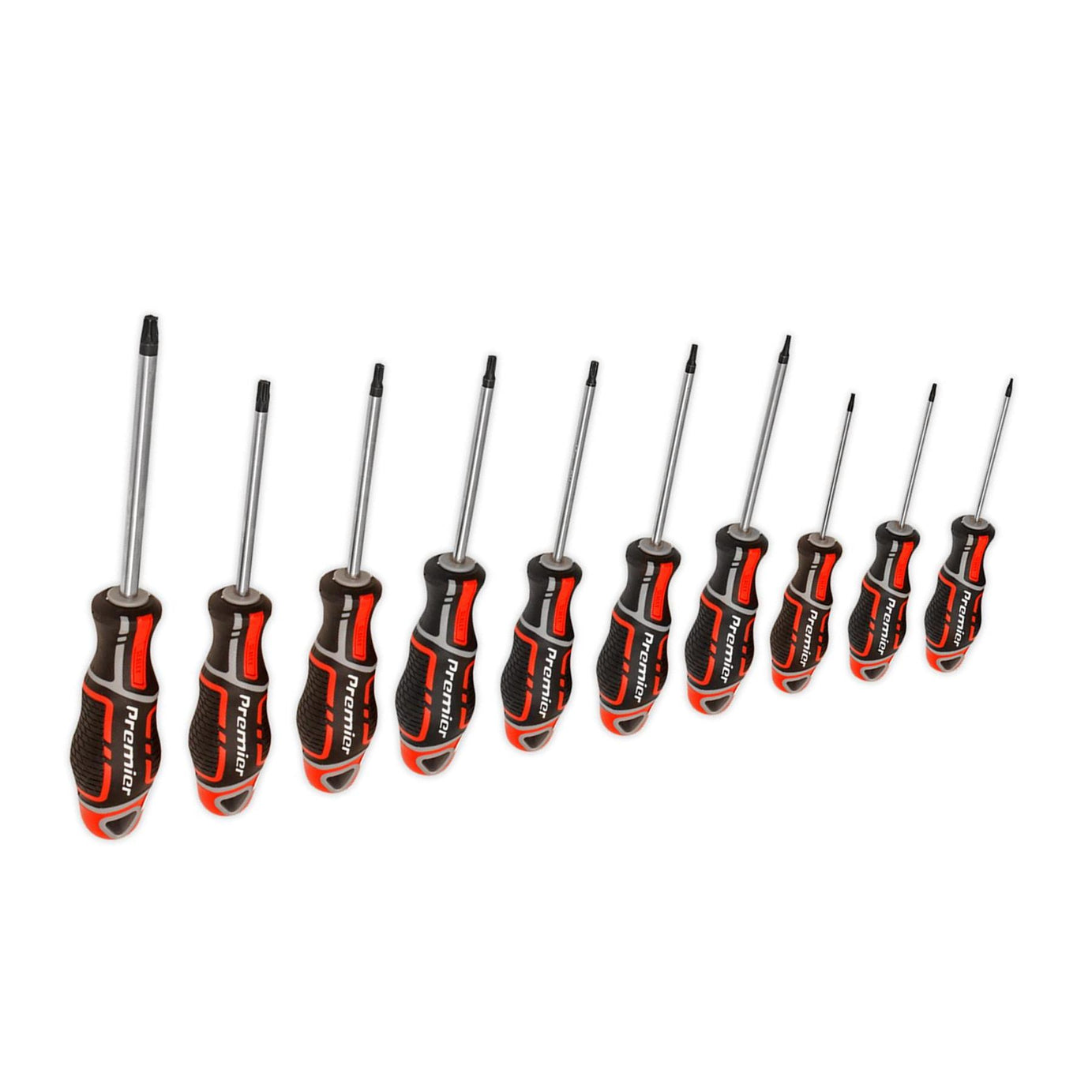 Sealey 10pc TRX Star Torx Screwdriver Set Magnetic GripMax Red T7-T40 AK4324