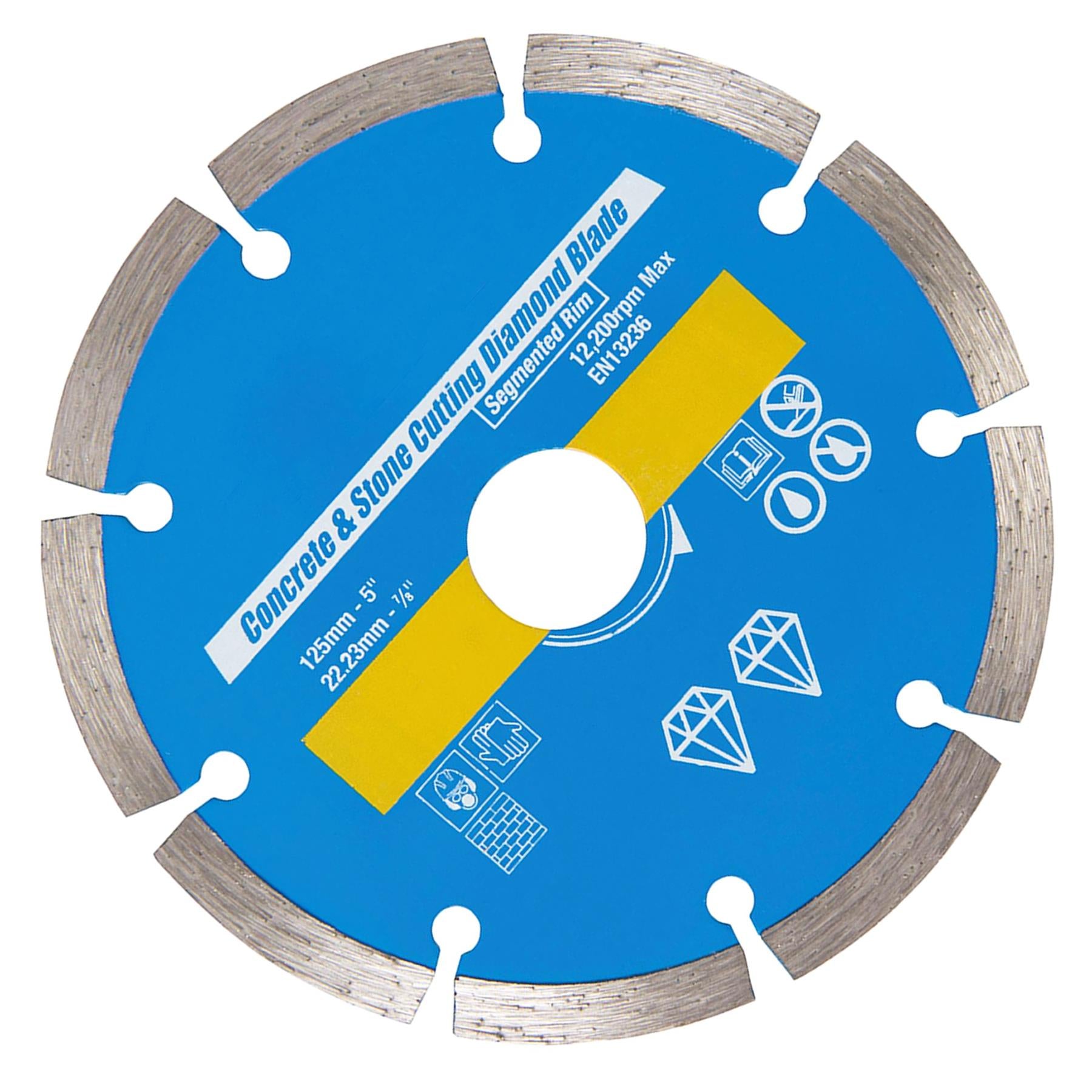 Concrete & Stone Cutting Diamond Blade 125 X 22.2mm - Segmented Rim New