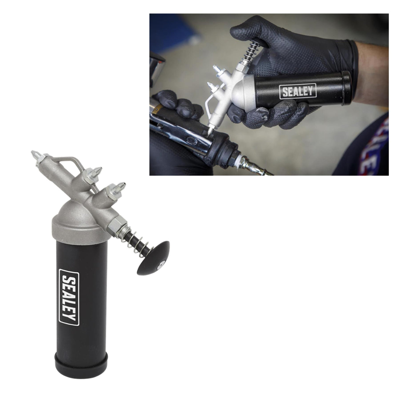 Sealey Push Type Mini Grease Gun With 0.7mm, 1.0mm and 1.4mm Nozzles