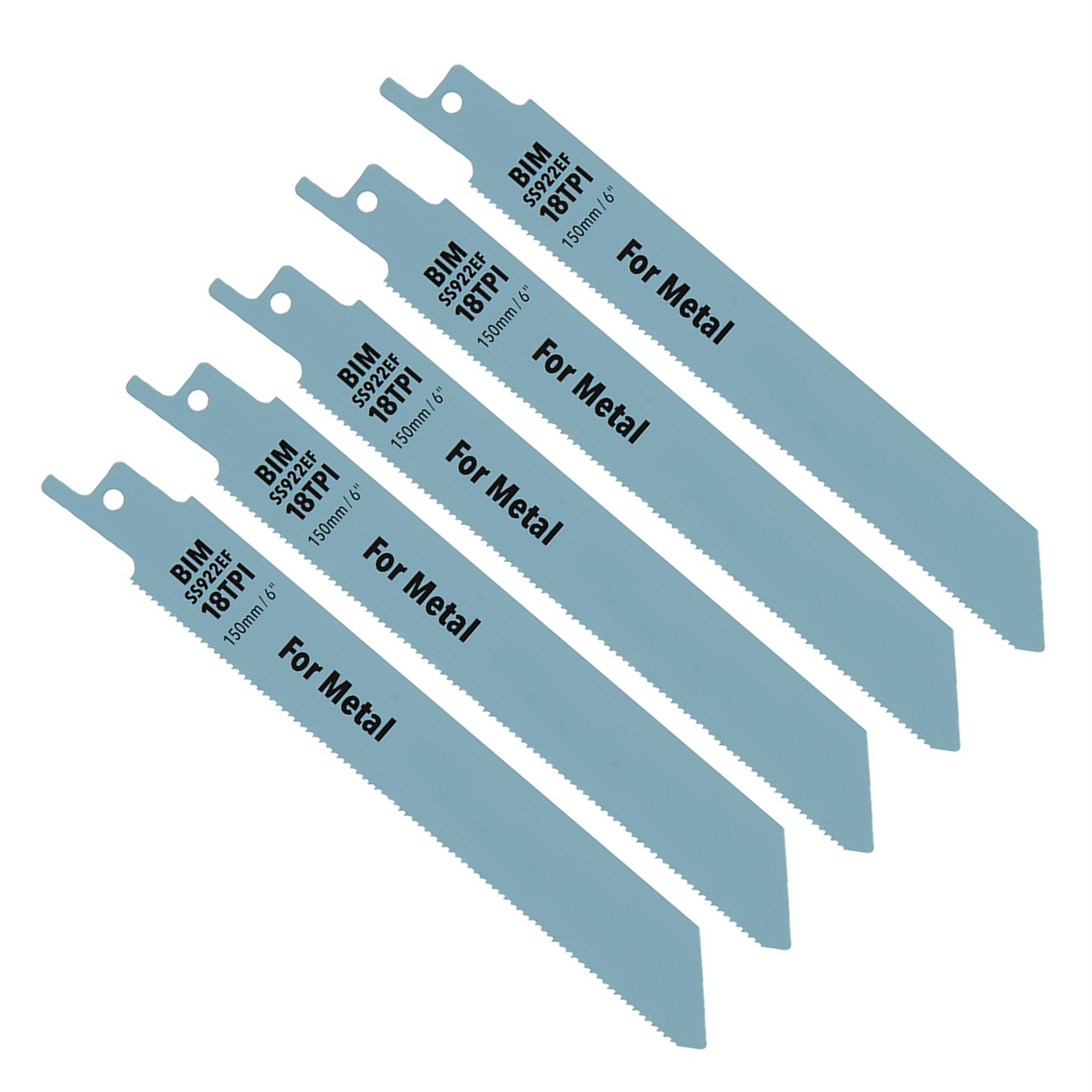 Heavy Duty 5 x Reciprocating Saw Blades 18 Tpi 150mm Metal Cutting Straight Fine