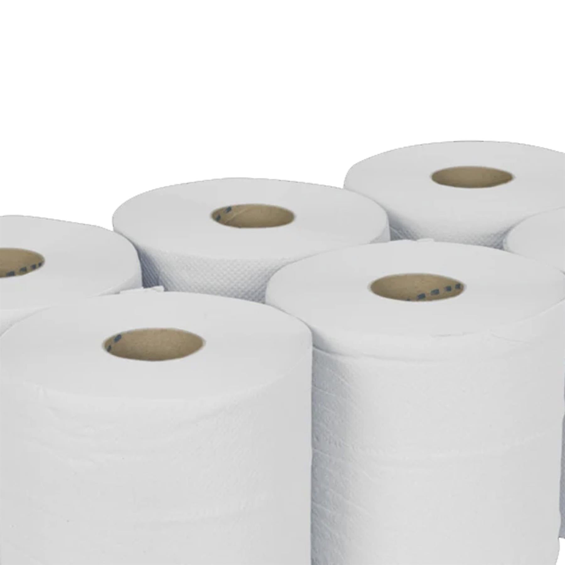 Paper Roll White 2-Ply Embossed 150m Pack of 6.Sealey