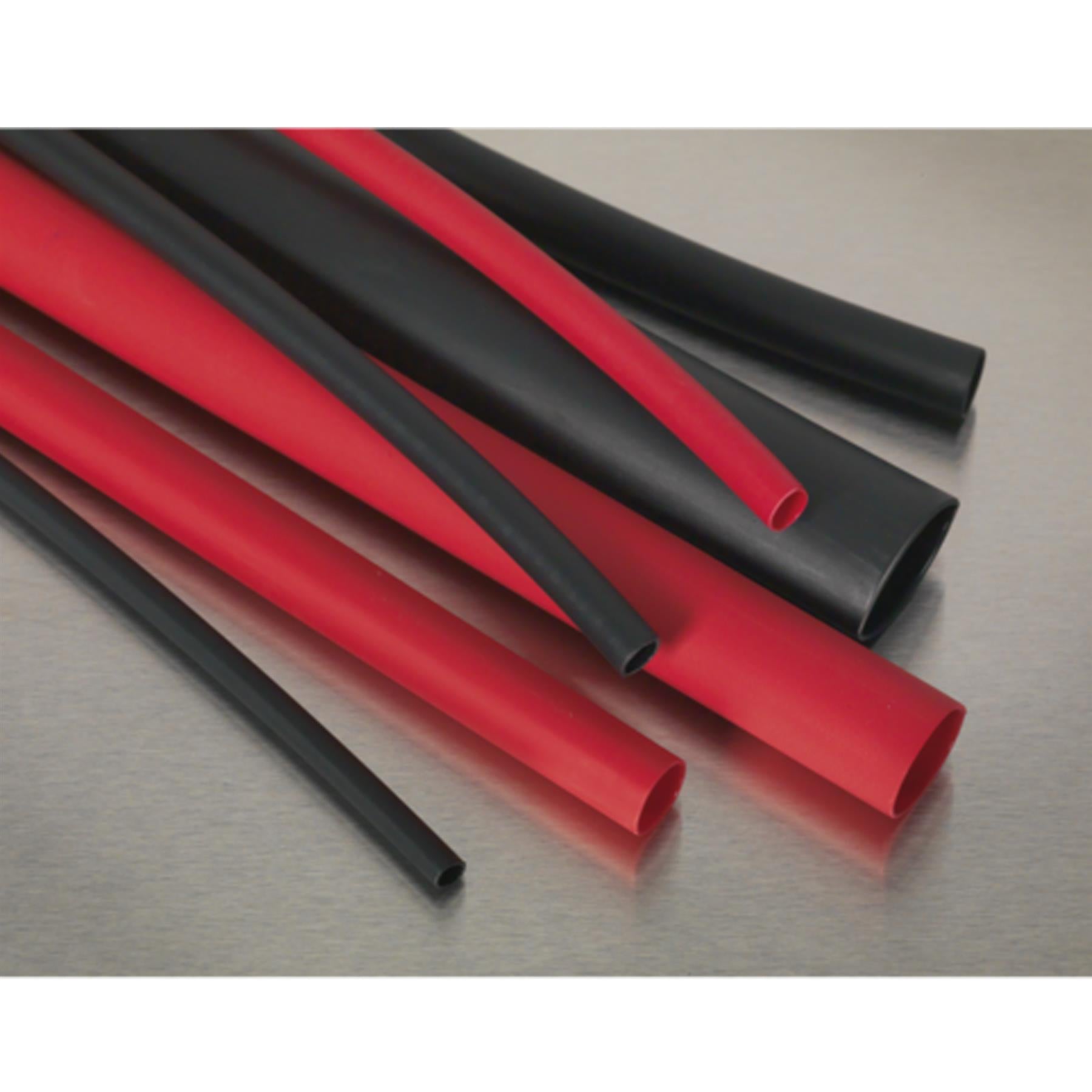 Sealey Heat Shrink Tubing Asstmt 72pc Black & Red Adh Lined 200mm