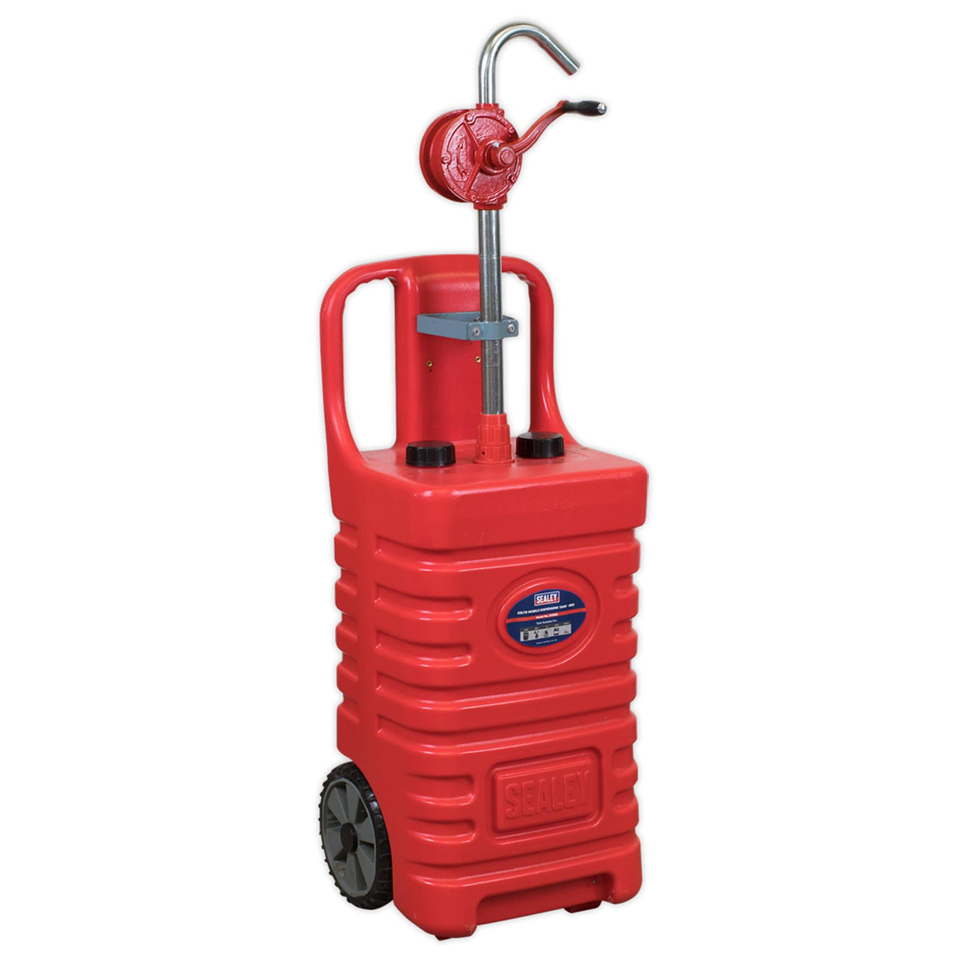 Sealey Mobile Dispensing Tank 55L with Oil Rotary Pump - Red