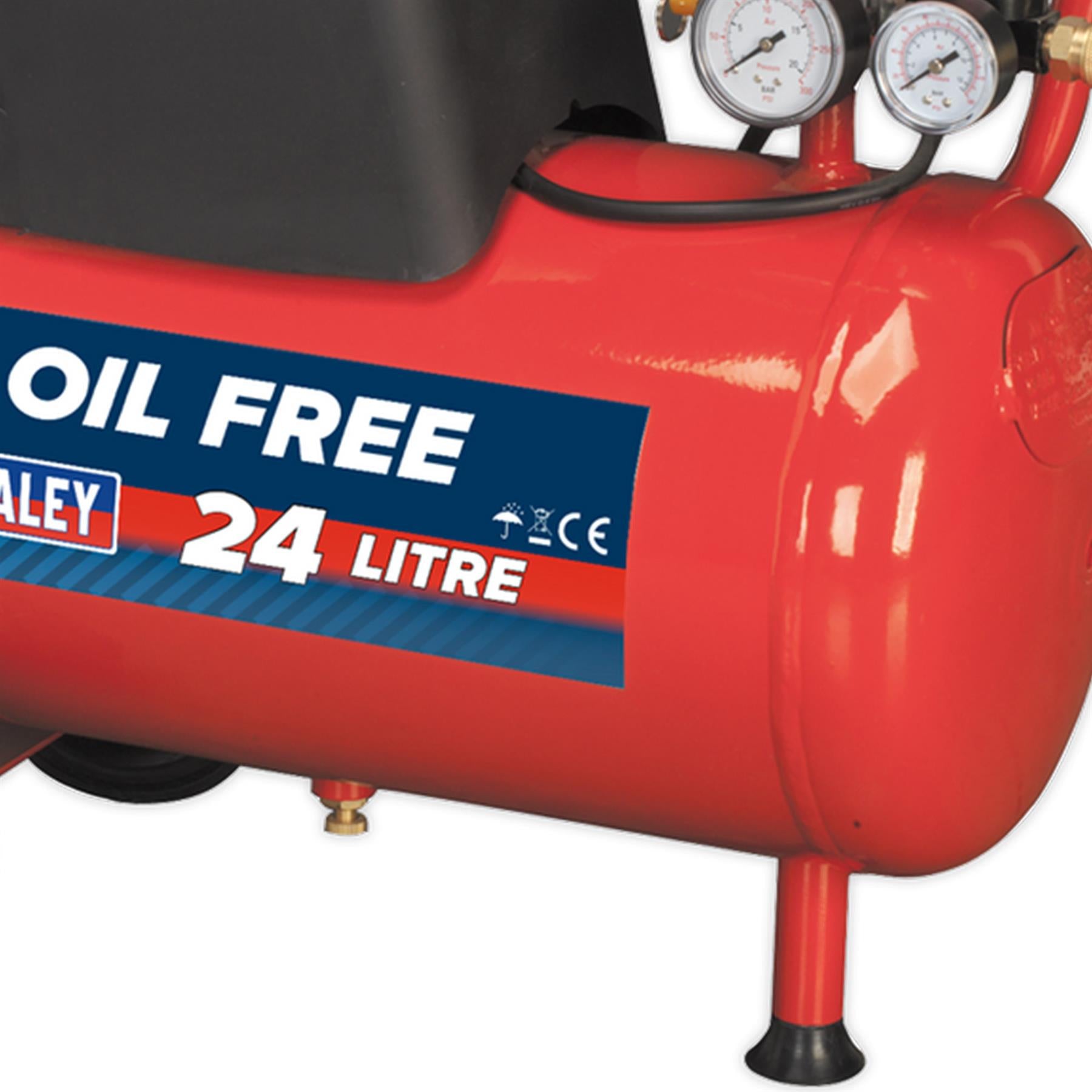 Sealey Air Compressor 24L Belt Drive 1.5hp Oil Free
