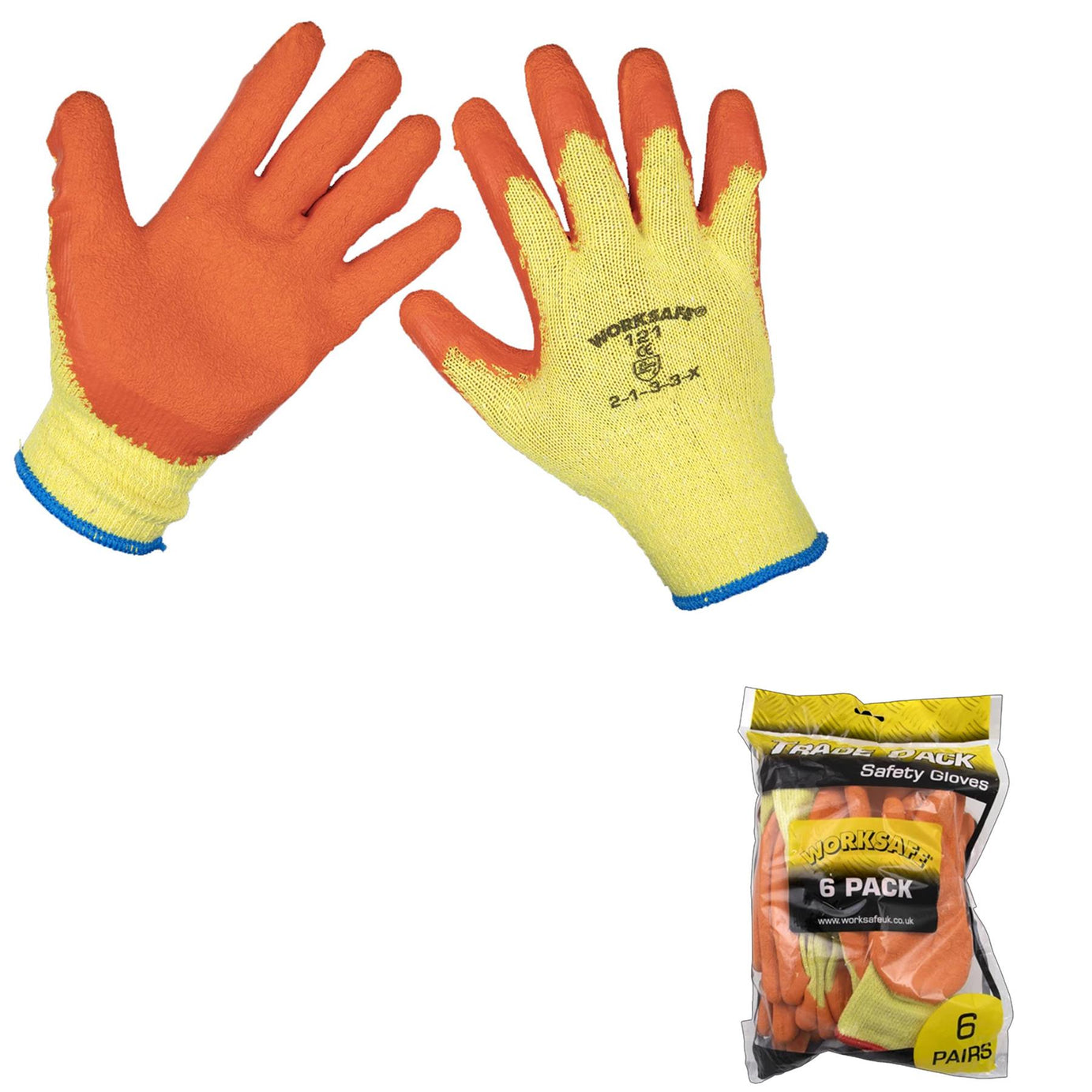 Sealey Super Grip Knitted Gloves Latex Palm (Large)-Pack of 6 Prs