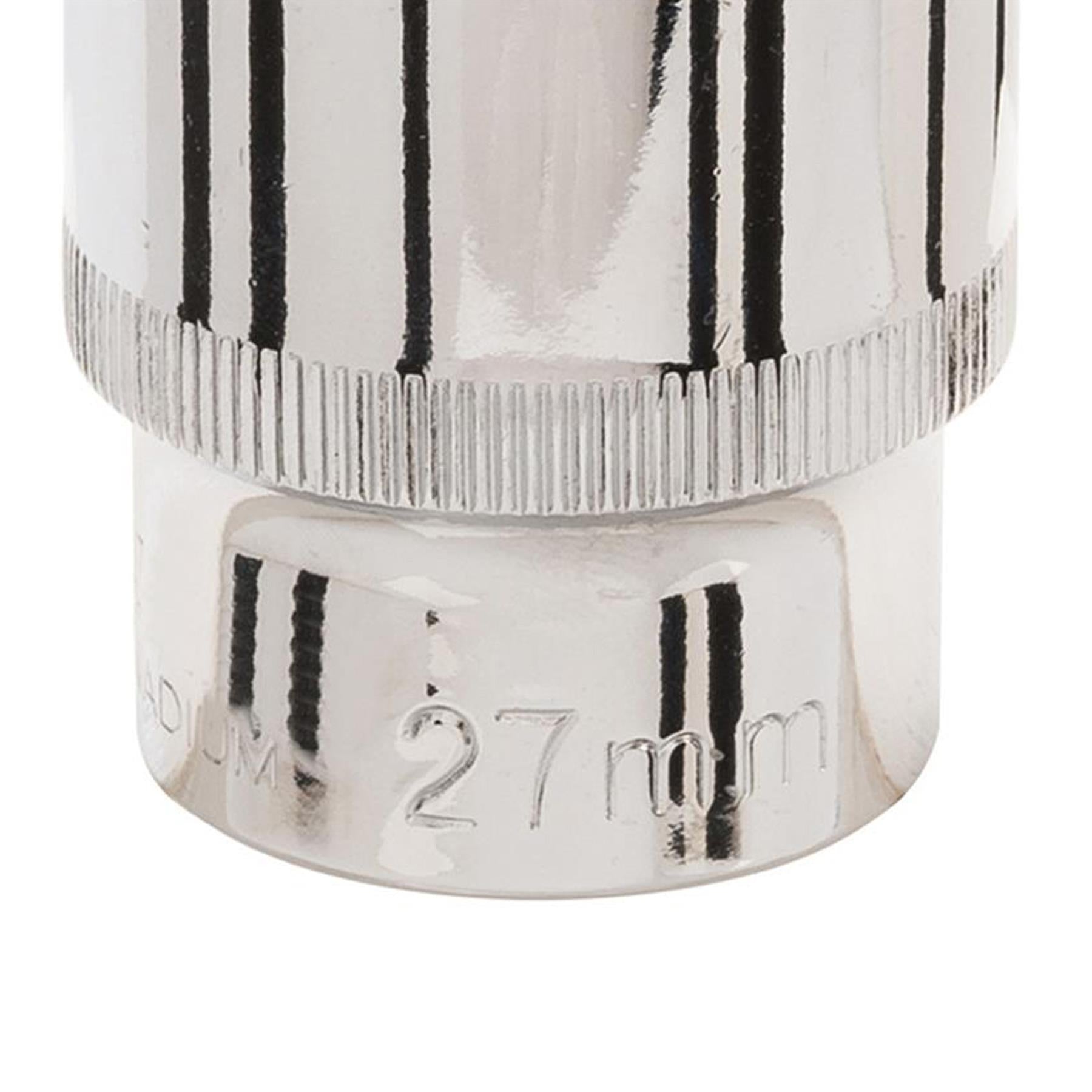 Socket 1/2" Drive Metric Hex Square 27mm Individual Hex Polished Crv Quality