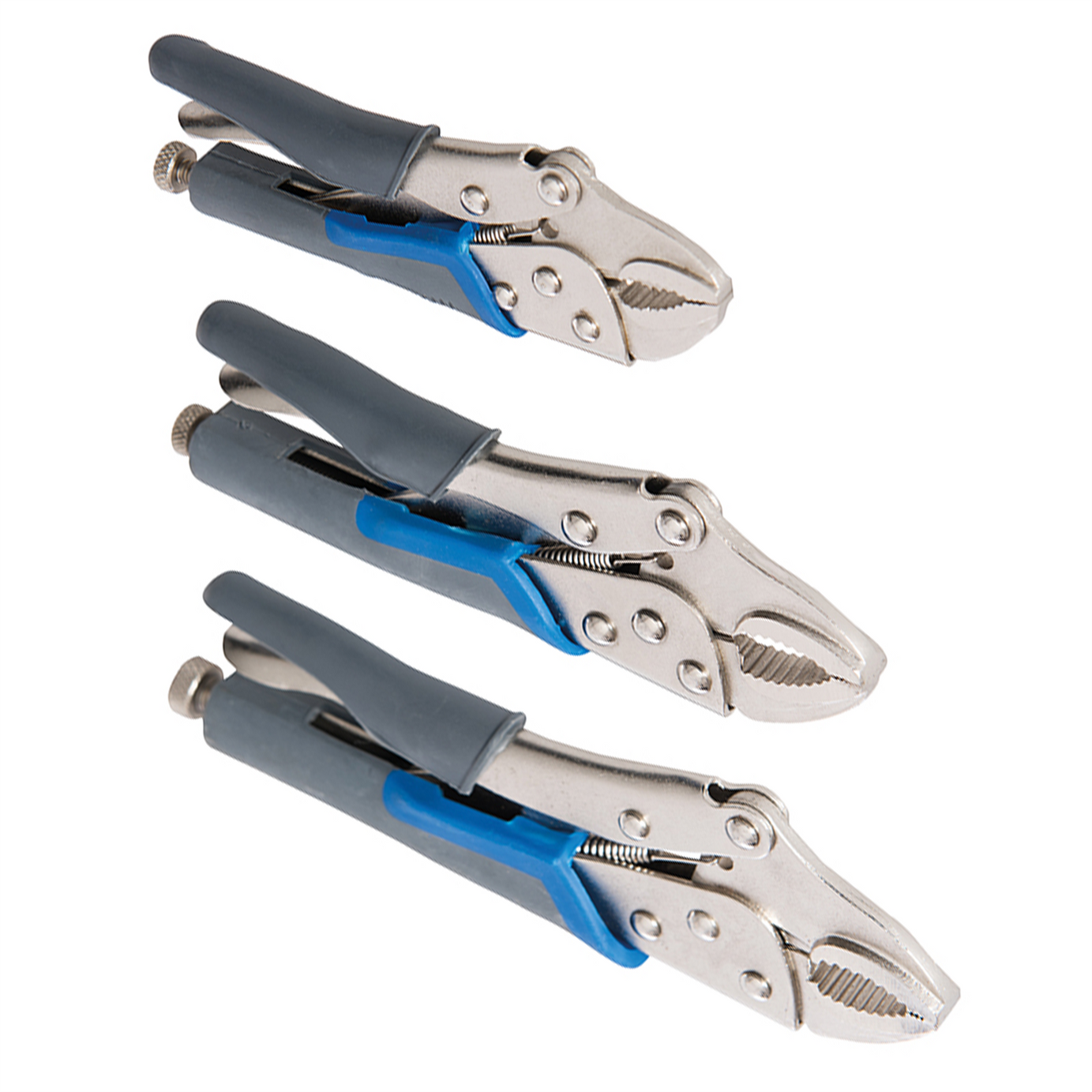3Pce Self Locking Soft-Grip Plier Set - Hand Tool DIY Adjustable Jaw Opening