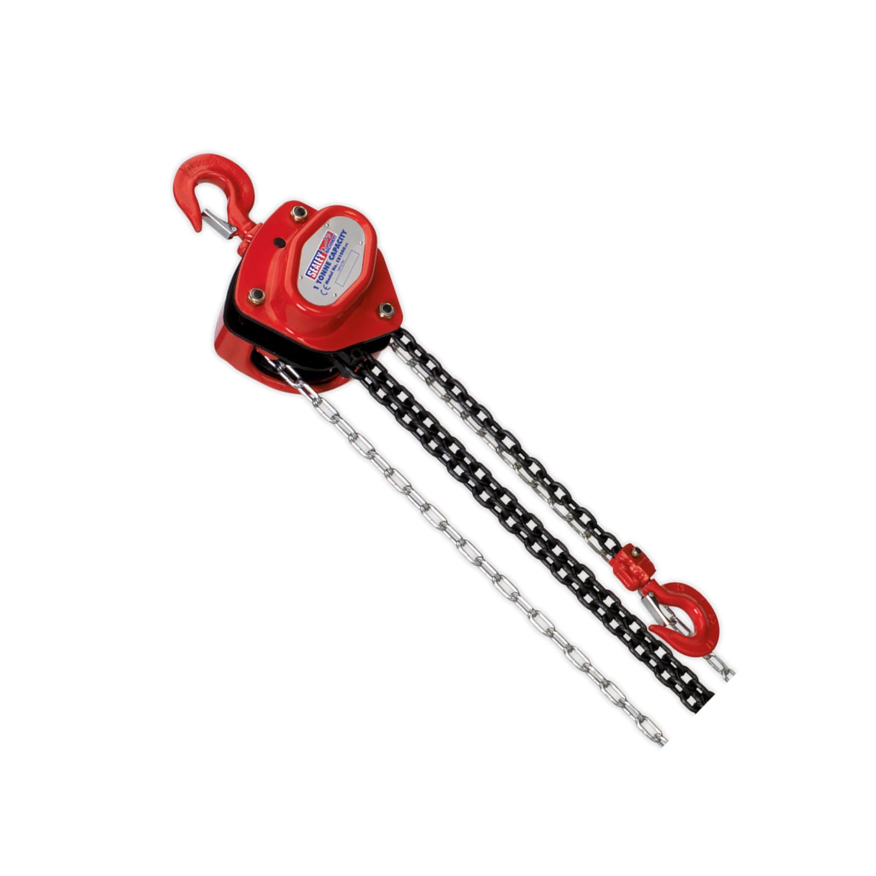 Sealey Chain Block 1tonne 2.5m Safety Latches Compact Gear Housing