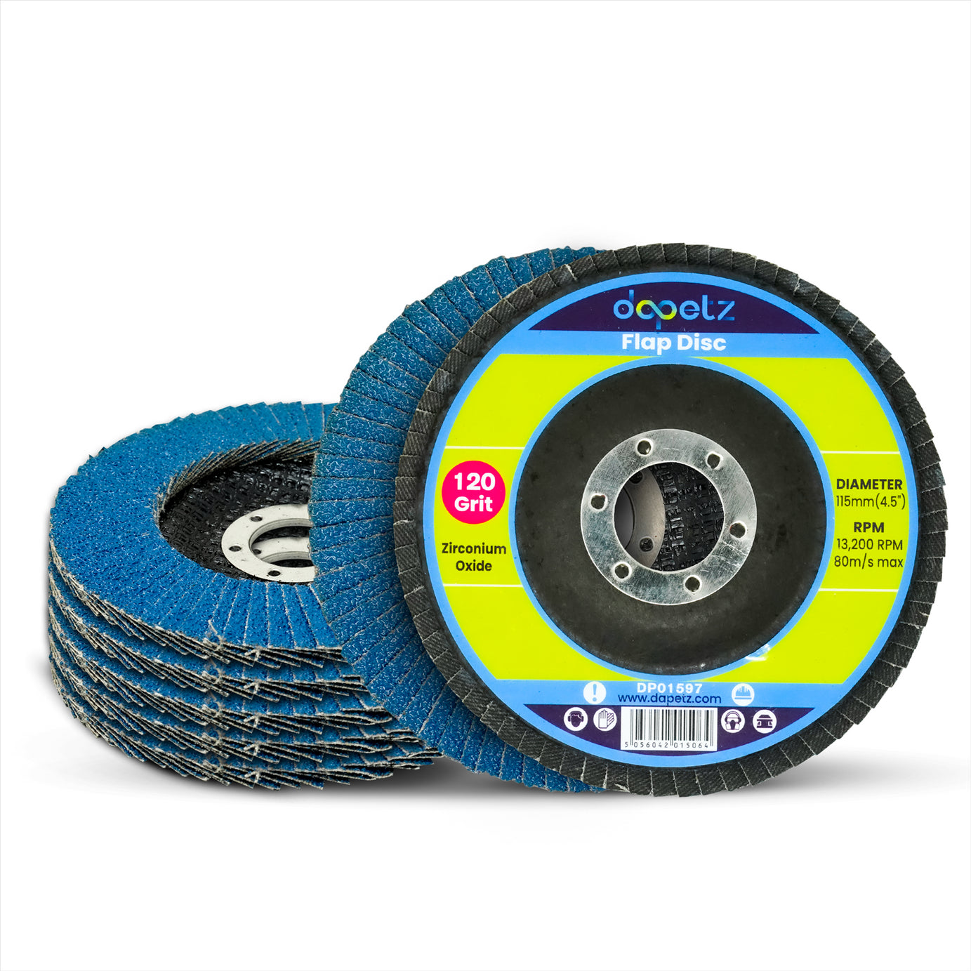 10x Flap Grinding Sanding Discs 115mm 4.5" 120 Grit Angle Wheel Zircon