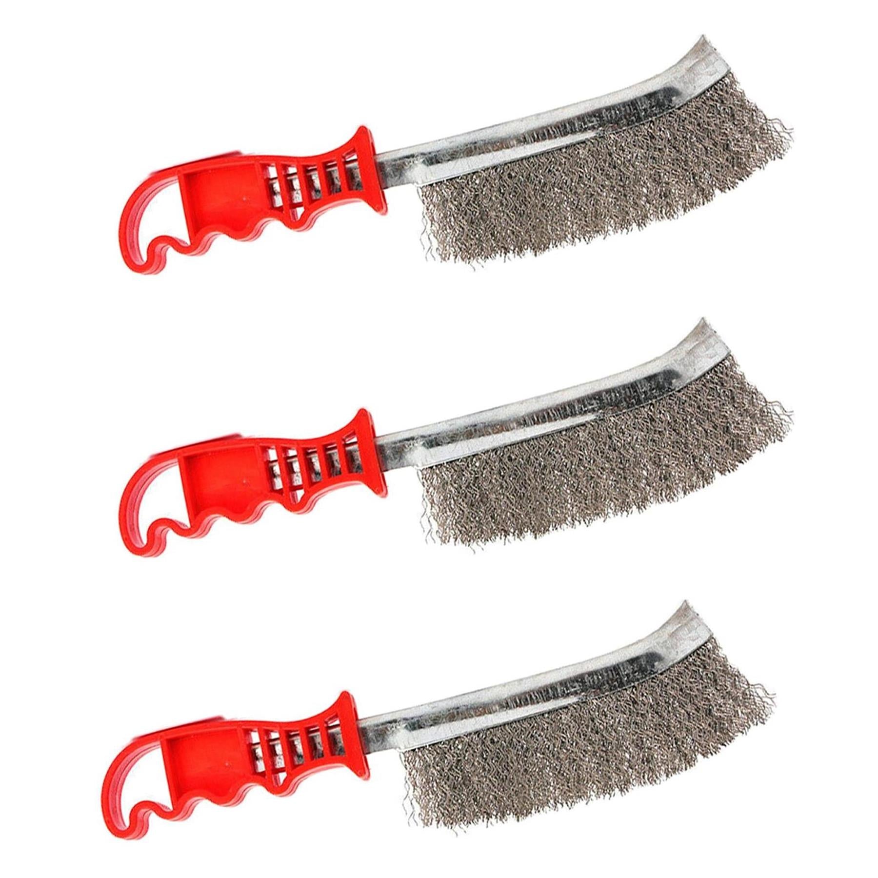 3 x Heavy Duty Spid Wire Hand Brush Stainless Steel Bristles Rust Paint Removal